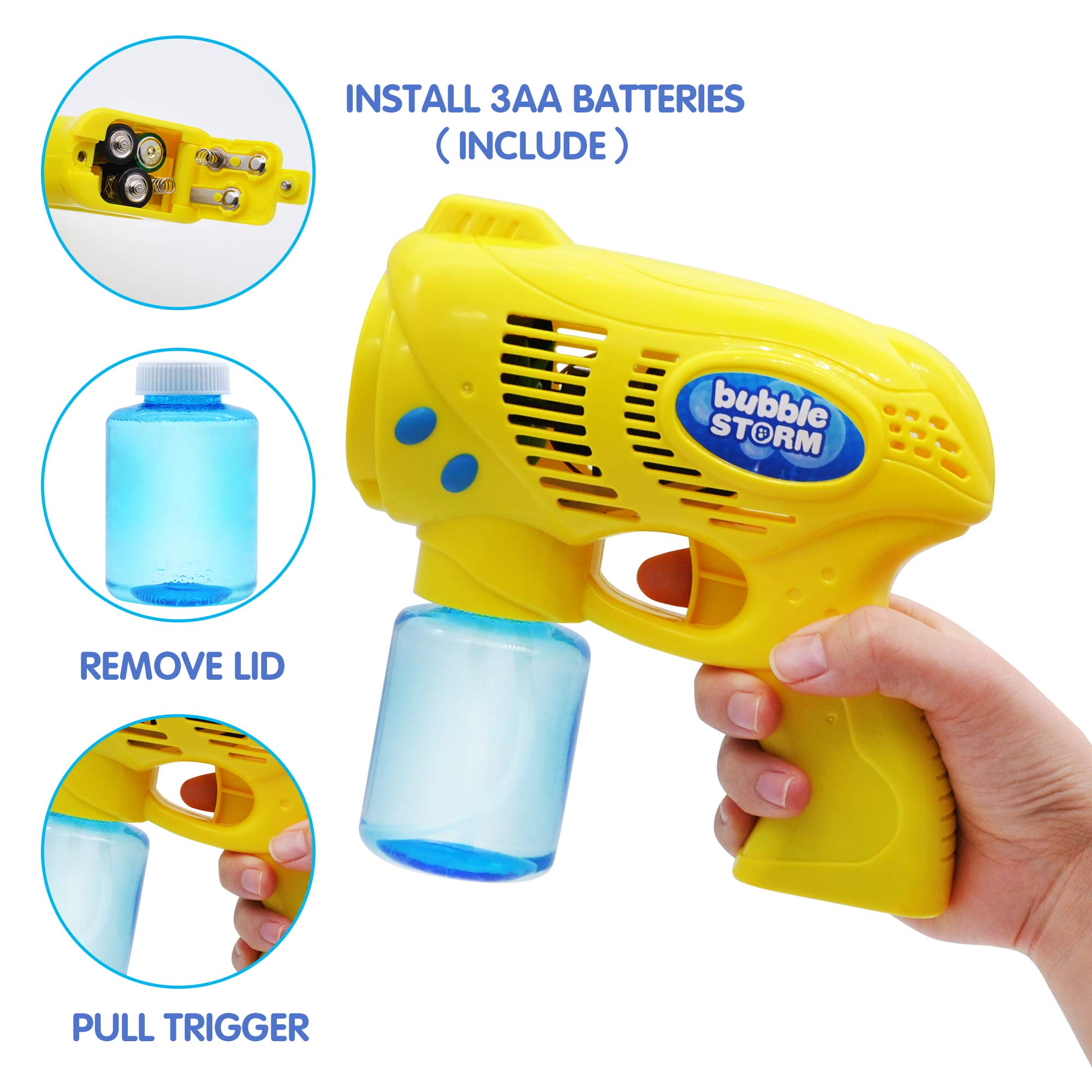 JOYIN 2 Bubble Guns with 2 Bubble Refill Solution (10 oz Total