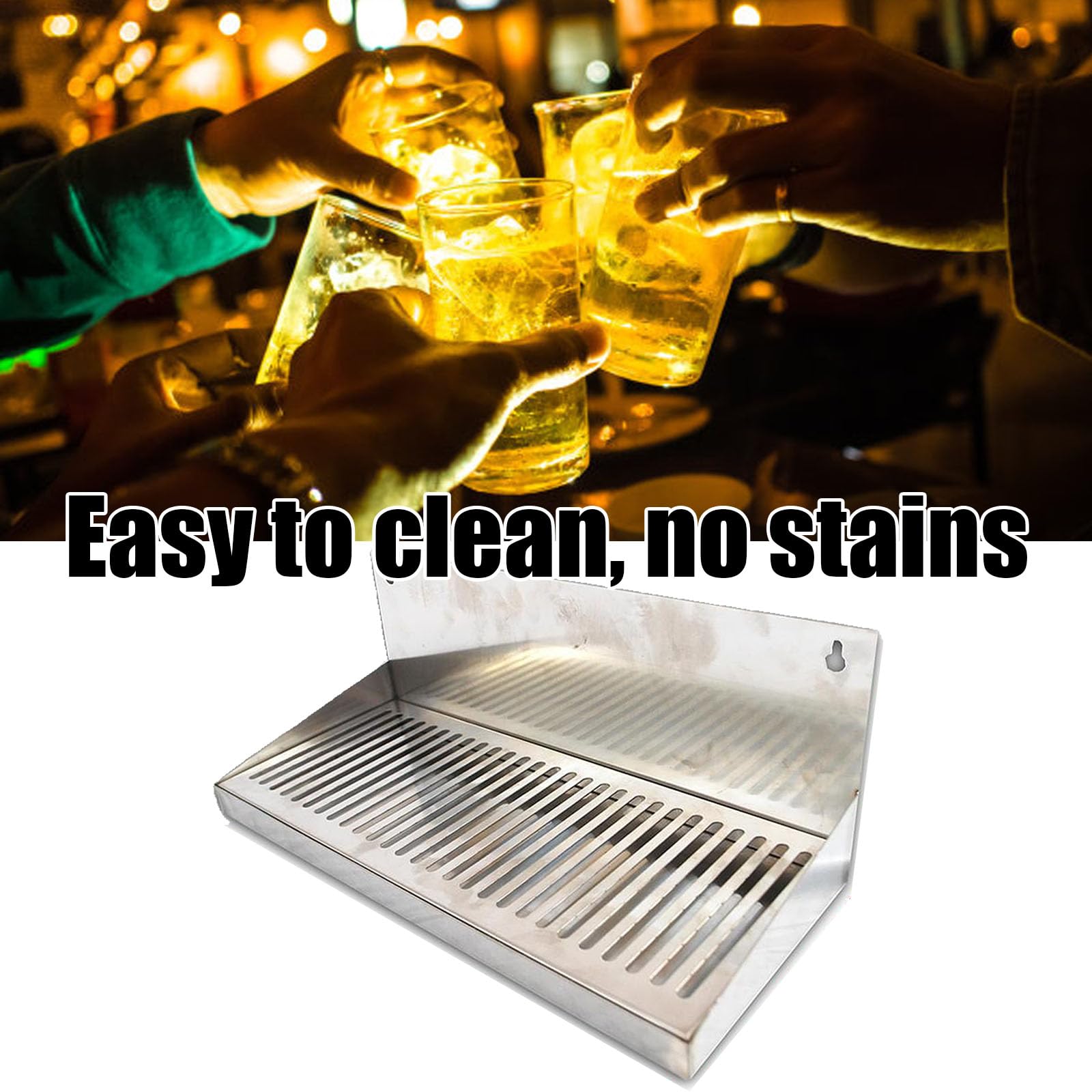 Vaschetta raccogligocce per Birra da Parete, in Acciaio Inox, Vassoio da Bar Domestico da 30 cm, Senza Foro di drenaggio, Facile da Pulire e da Usare.