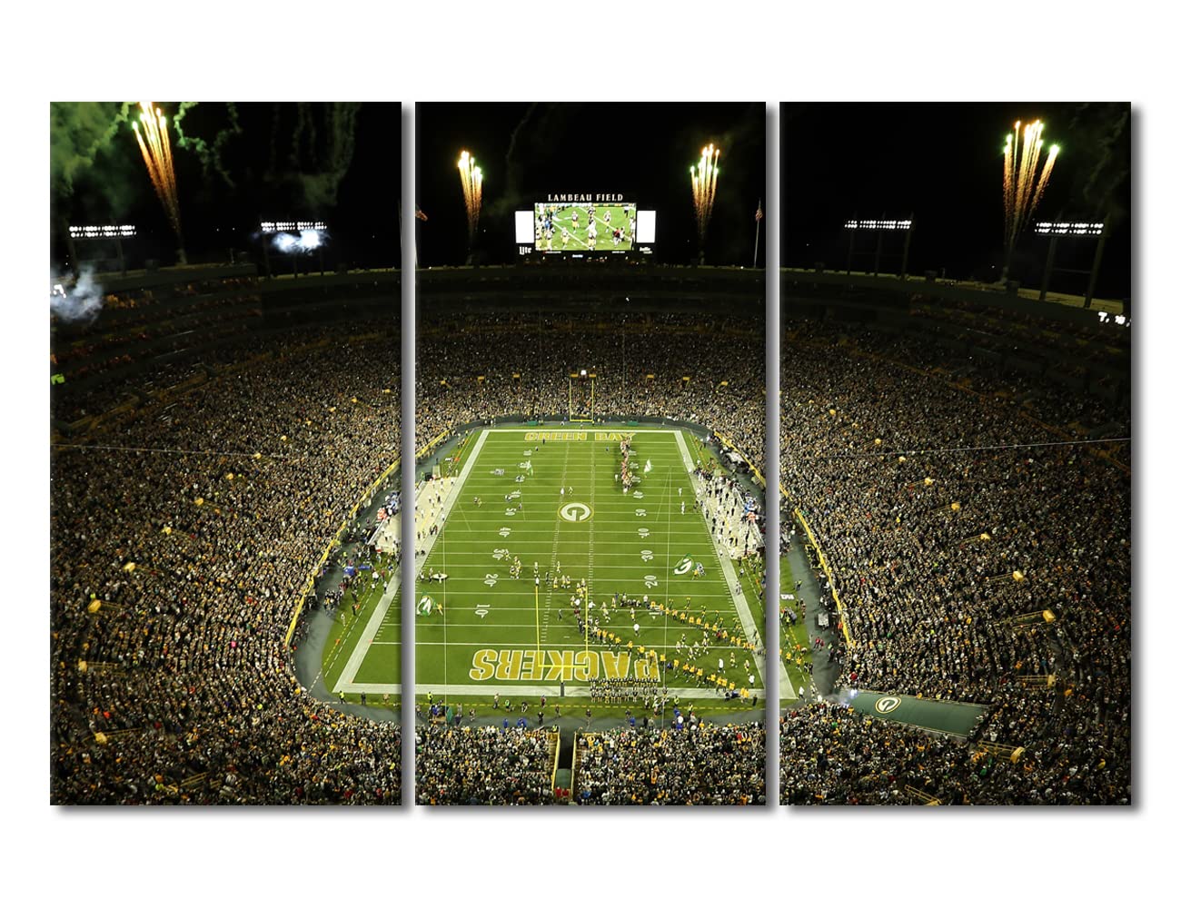 Wall Decor Lambeau Field Canvas Wall Art Football Field Skyline Modern Artwork for Office Picture Print on Canvas Wall Decorations Framed Ready to
