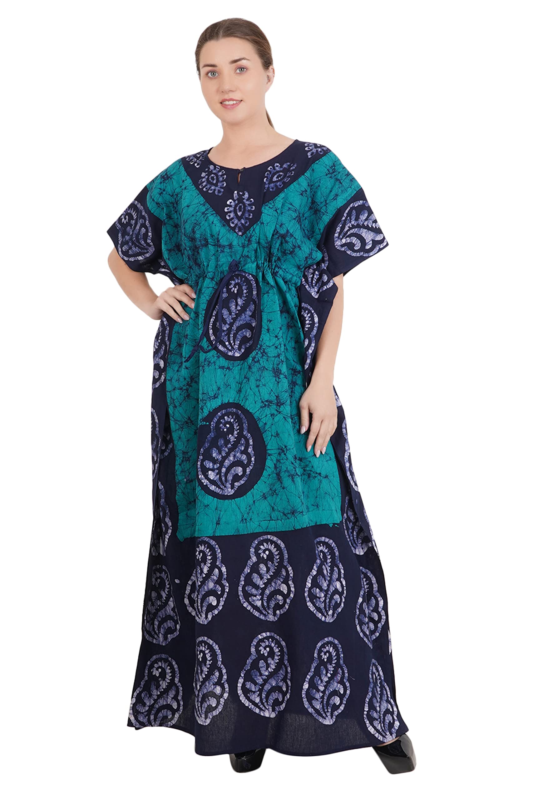 onekbhalo Women's Cotton Floral Floor Length Kaftan Nighty-picture-48