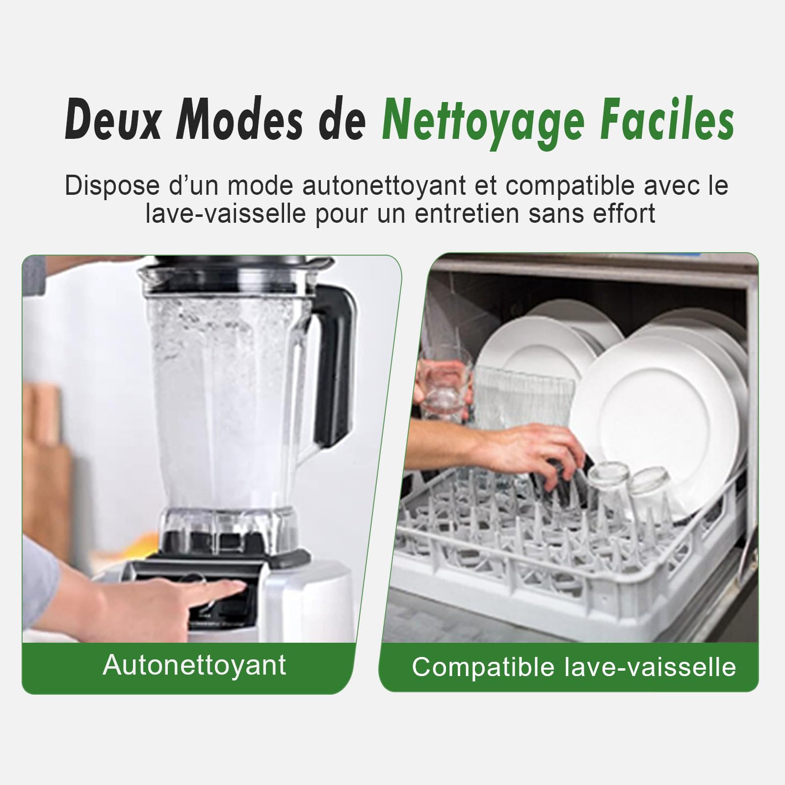 Kitchen in the box Blender Professionnel 2L, Mixeur électrique 1500W Haute Performance, Le choix pro des cuisines familiales, Lames premium à 8 points, Smoothie parfait en 30s, Glace Pilée (Argent)