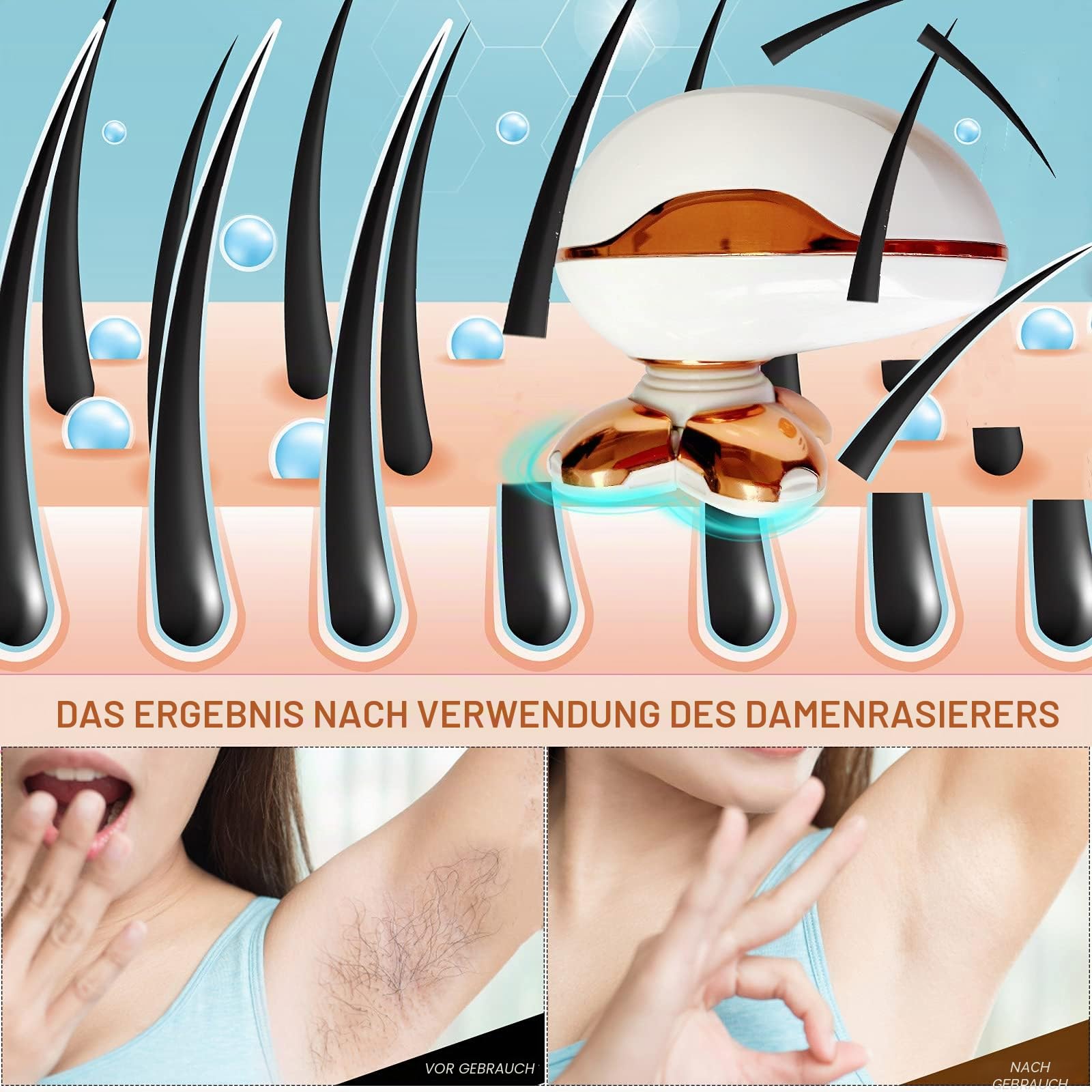 2021 Neu Elektrischer Rasierer Damen, Intimrasierer für Frauen schmerzlos, Damenrasierer Elektrisch Wasserdichter, haartrimmer damen für Gesicht Armen Beinen Intimbereich USB Wiederaufladbar