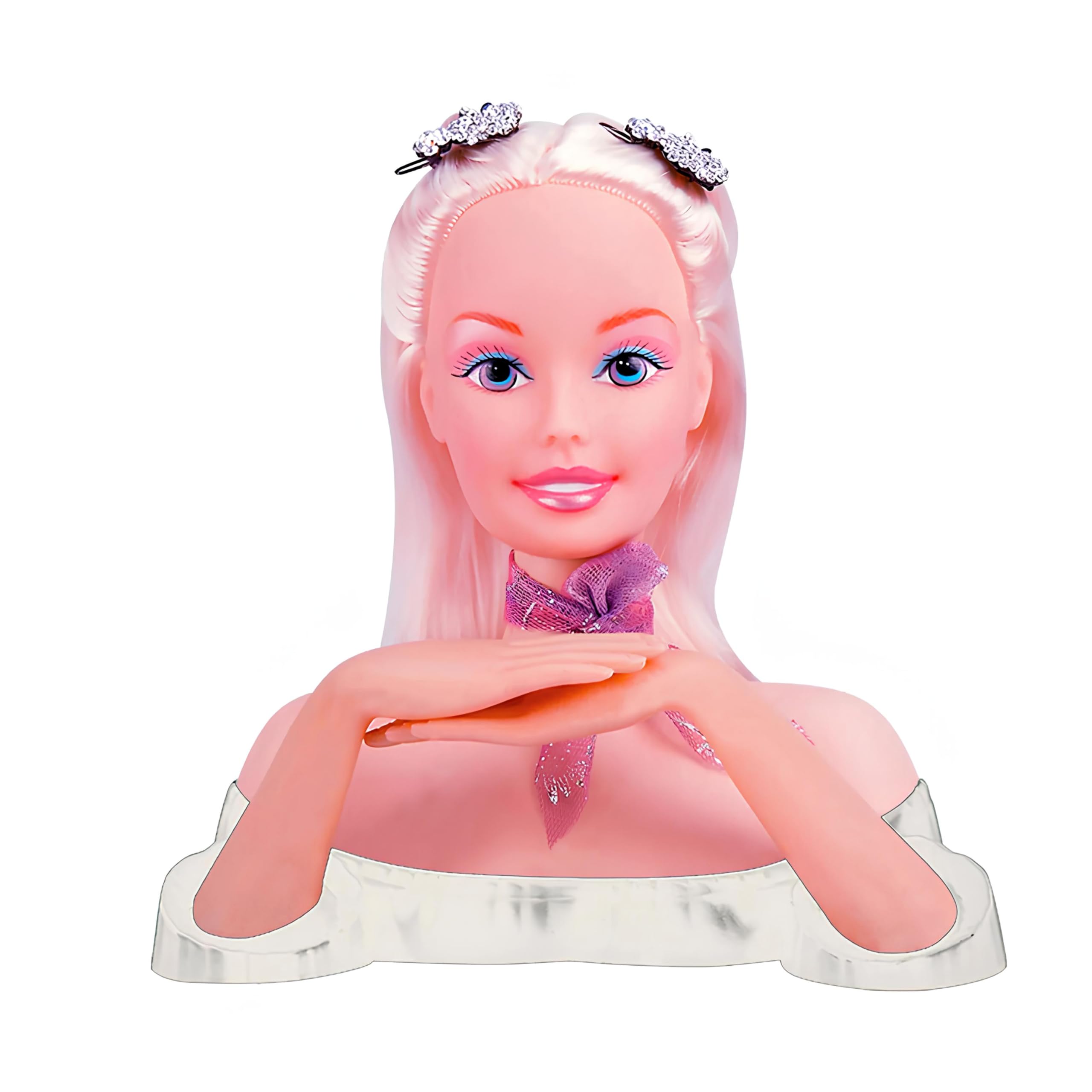 Testa Bambola da Truccare e Pettinare con Accessori Fashion Busto Parrucchiera Estetista Giocattolo Hair Style Capelli Principessa Salone di Bellezza Set Make Up Giocattolo Testa da Acconciare (b)