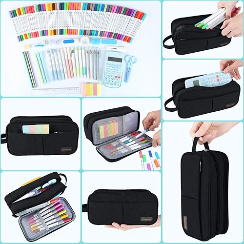 Miniatura 4 de Homecube Bolsa de almacenamiento de tela Oxford, soporte para bolígrafos, bolsa de maquillaje, organizador de papelería, bolsa para lápices con