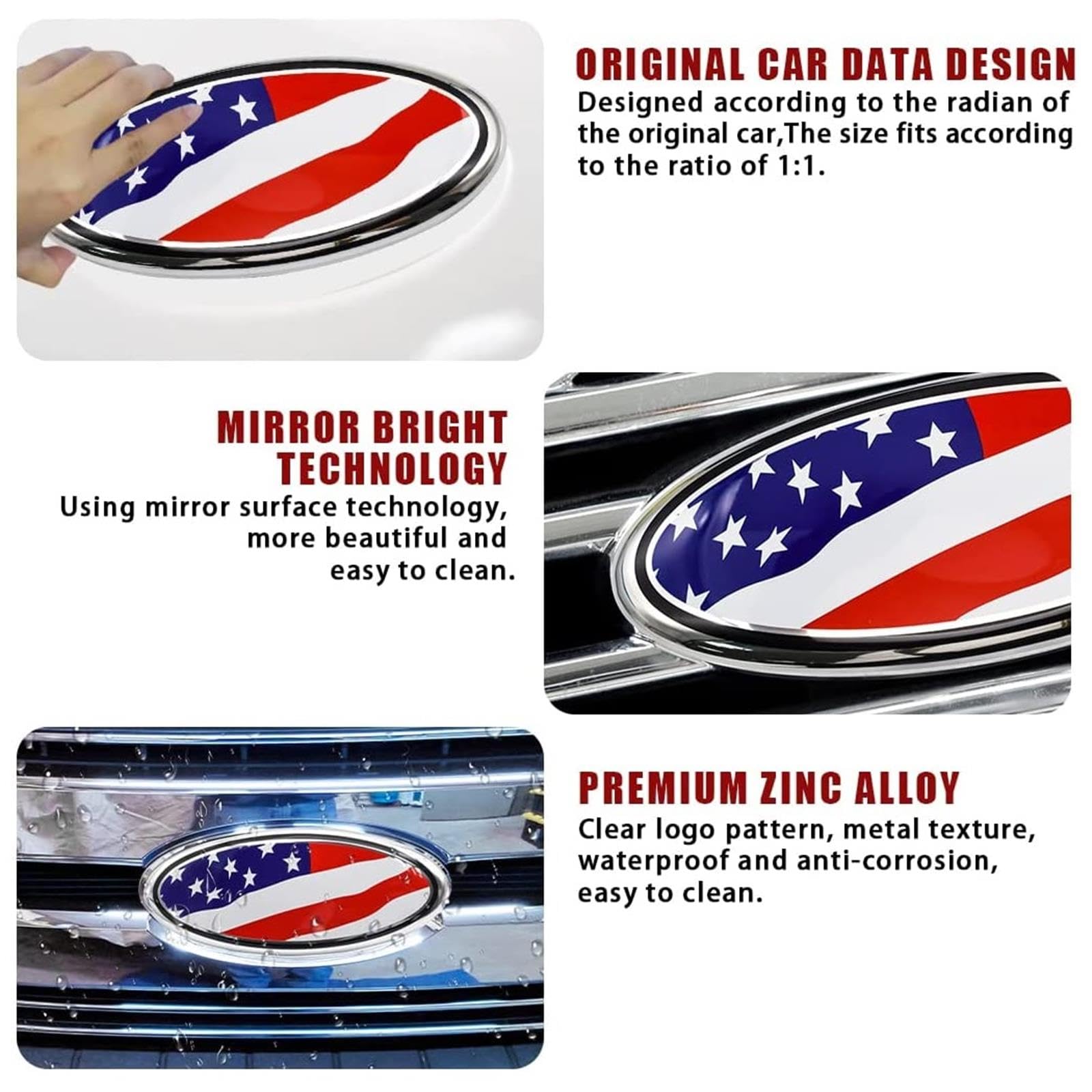 Stemma Ovale Con Bandiera Americana Per Griglia Auto – Compatibile Ford F-150, F-250, Explorer E Altri