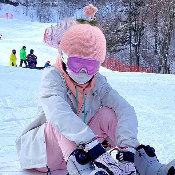 Ski Helmet Cover, Pink Knitted Snowboard Helmet Cover Helmet Accessories for Kids & Adults Winter Snow Sports