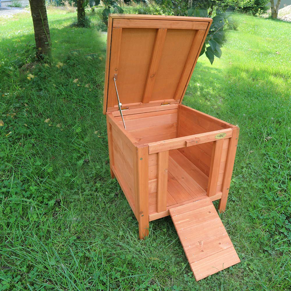 HABAU Kleintierhaus für Hasenstall & Freilauf, 40 x 50 x 46 cm | mit klappbarem Deckel mit Scharnier, idealer Rückzugsort für Kaninchen