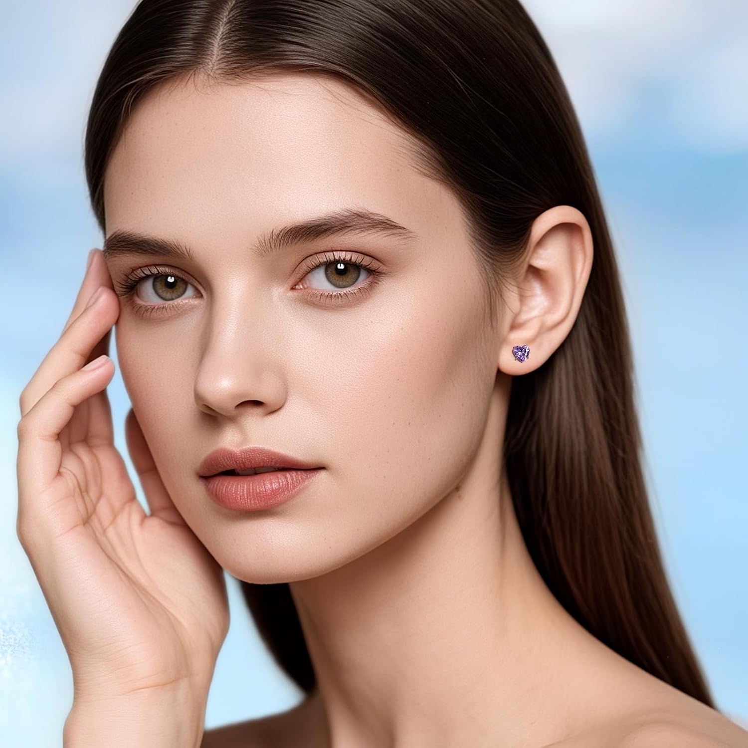 Limerencia Heart Birthstone Screw Backs Earrings G23 Implant Grade Titanium Stud Earrings 20G Hypoallergenic Cubic Zirconia Tragus Piercing Post for Sensitive Ears - Image 2