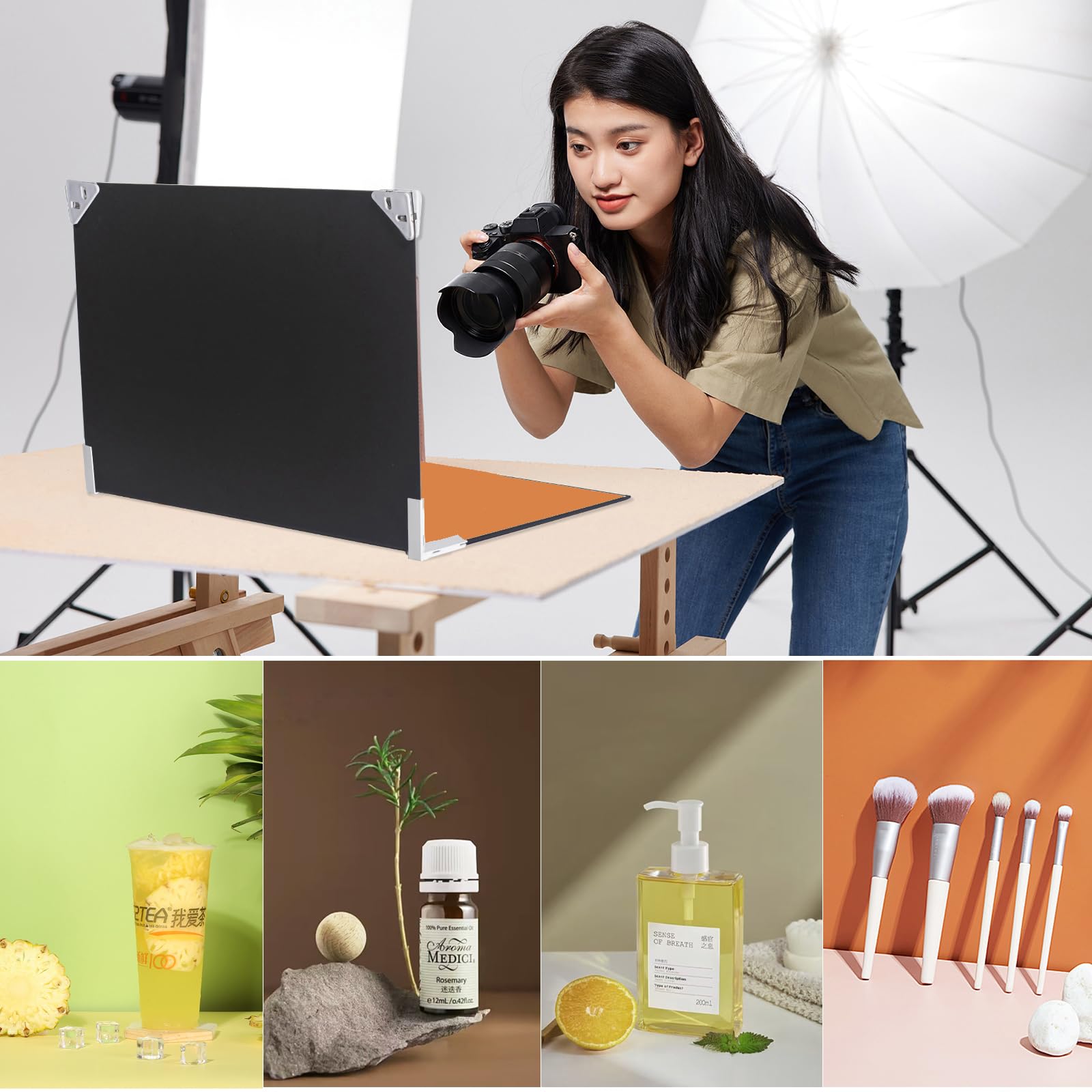 Fotohintergrund-Set Für Produktfotos – 6 Stück (12 Farben), 55,9x86,4 Cm, Inkl. Ständer Für Kleines Studio