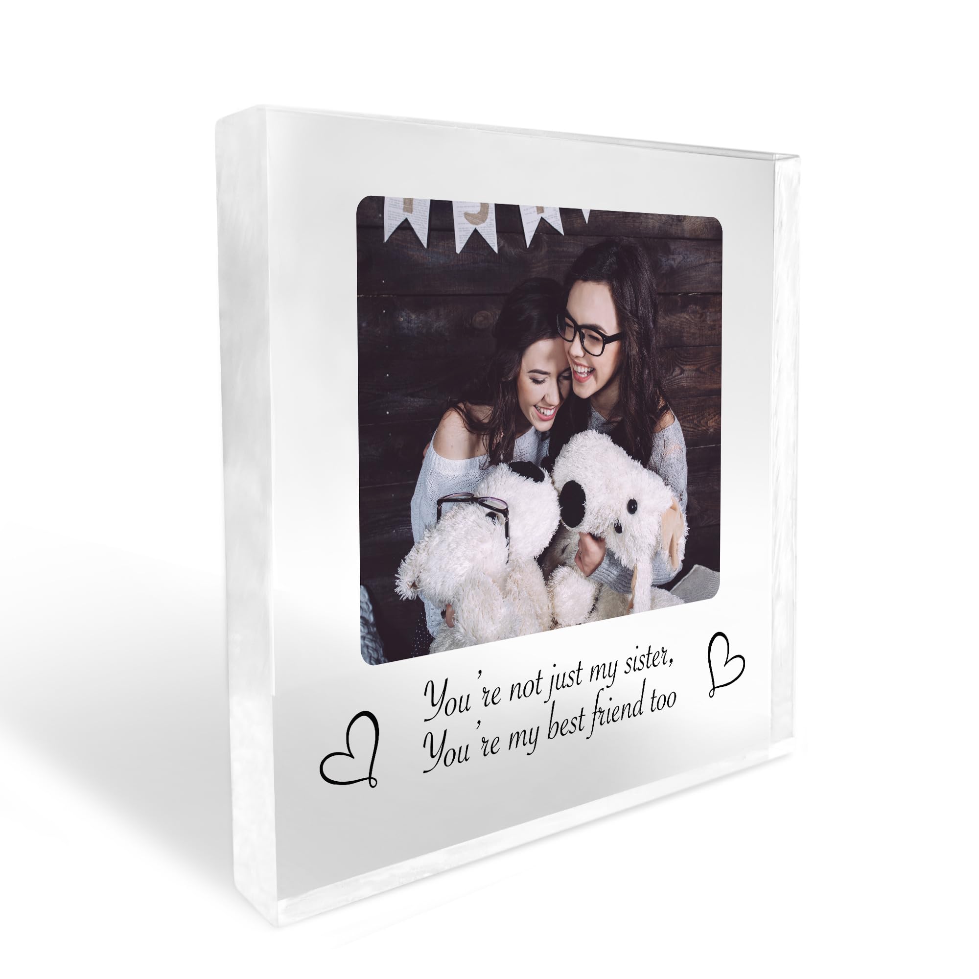 RED OCEAN Personalised Sister Plaque Acrylic Photo Block Gifts For Sister Best Friend Plaque Best Friend Gift Friendship Plaque