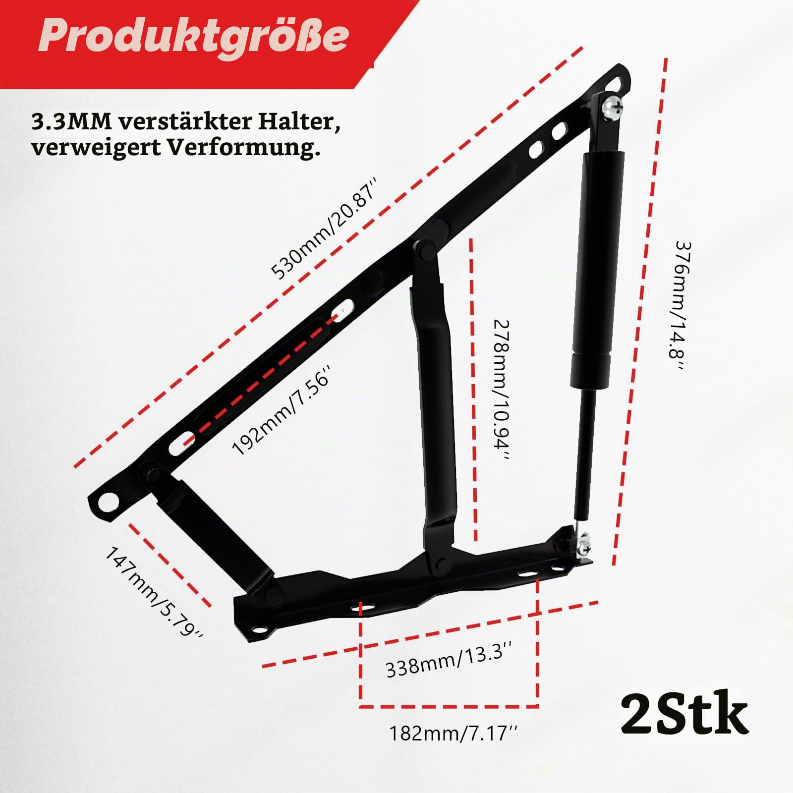 2 Stück Pneumatische Bett Hebemechanismus 100KG Gasdruckfeder für schwere Bettkästen, Scharniere Klapp Lift Up Feder Scharniere,Sofa Faltbares Scharnier