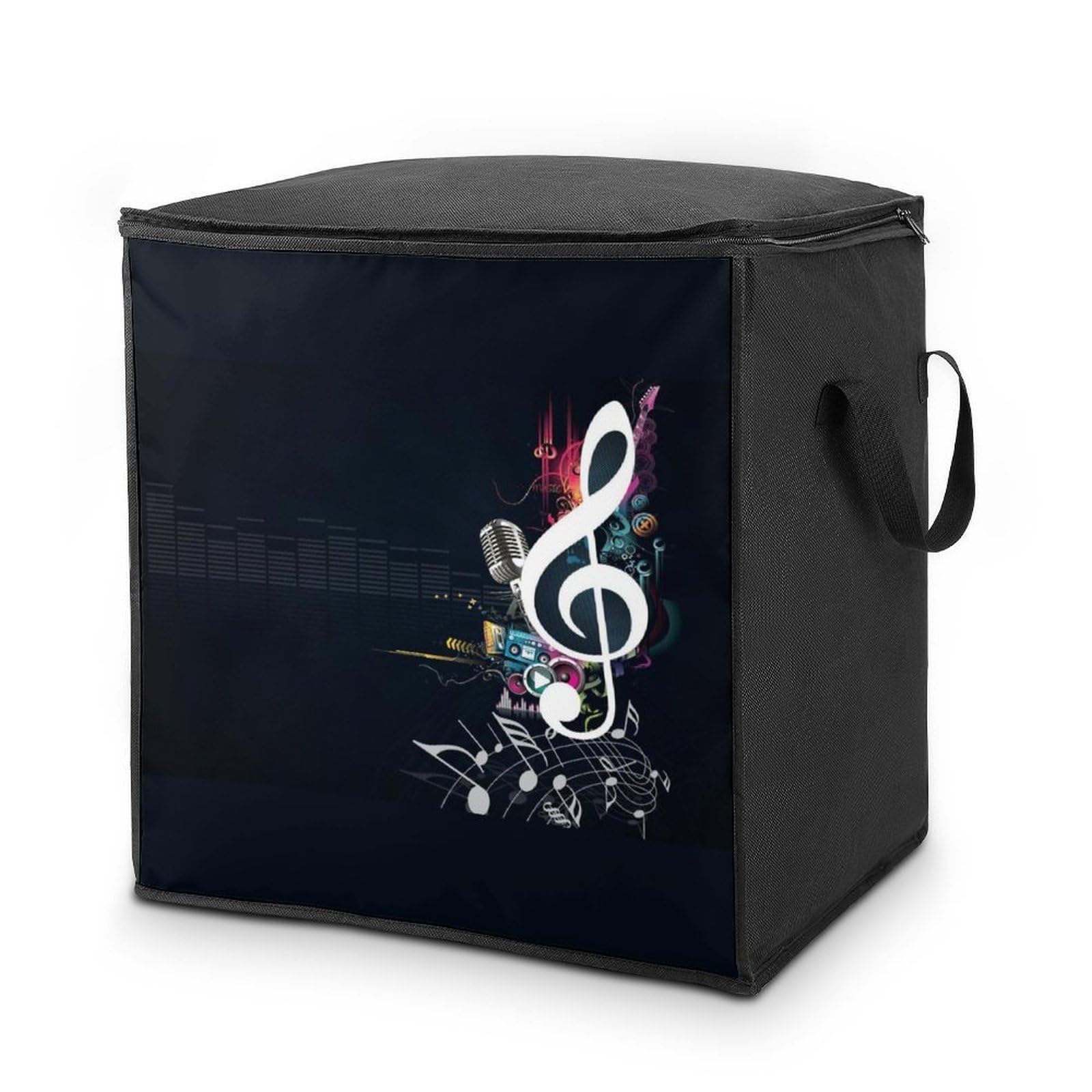 Wlntrophic 70L Storage Bags, Note Music Storage Box with Lid Zipper And Handles, Clothes Bags for Quilt, Blankets, Bedding