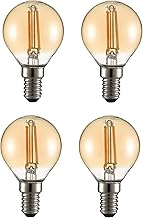 TEKLED® P45 Filament Vintage LED Bulbs | E14 Small Edison Screw | Energy Saving 2W Light Bulb 22W Equivalent | NONDIMMABLE Amber 2400K 220LM | 4-Pack | Warm White