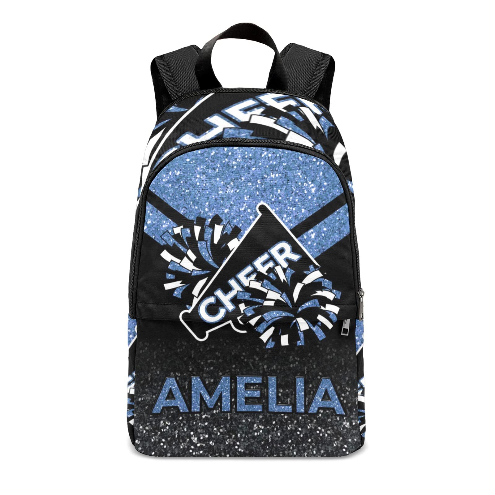 Yeshop Cheerleader Blue Personalized Backpack for Teen Boys Girls,Custom Travel Backpack Bookbag Casual Bag Name Gift 11.8"(L) x 5.51"(W) x 17.72"(H)