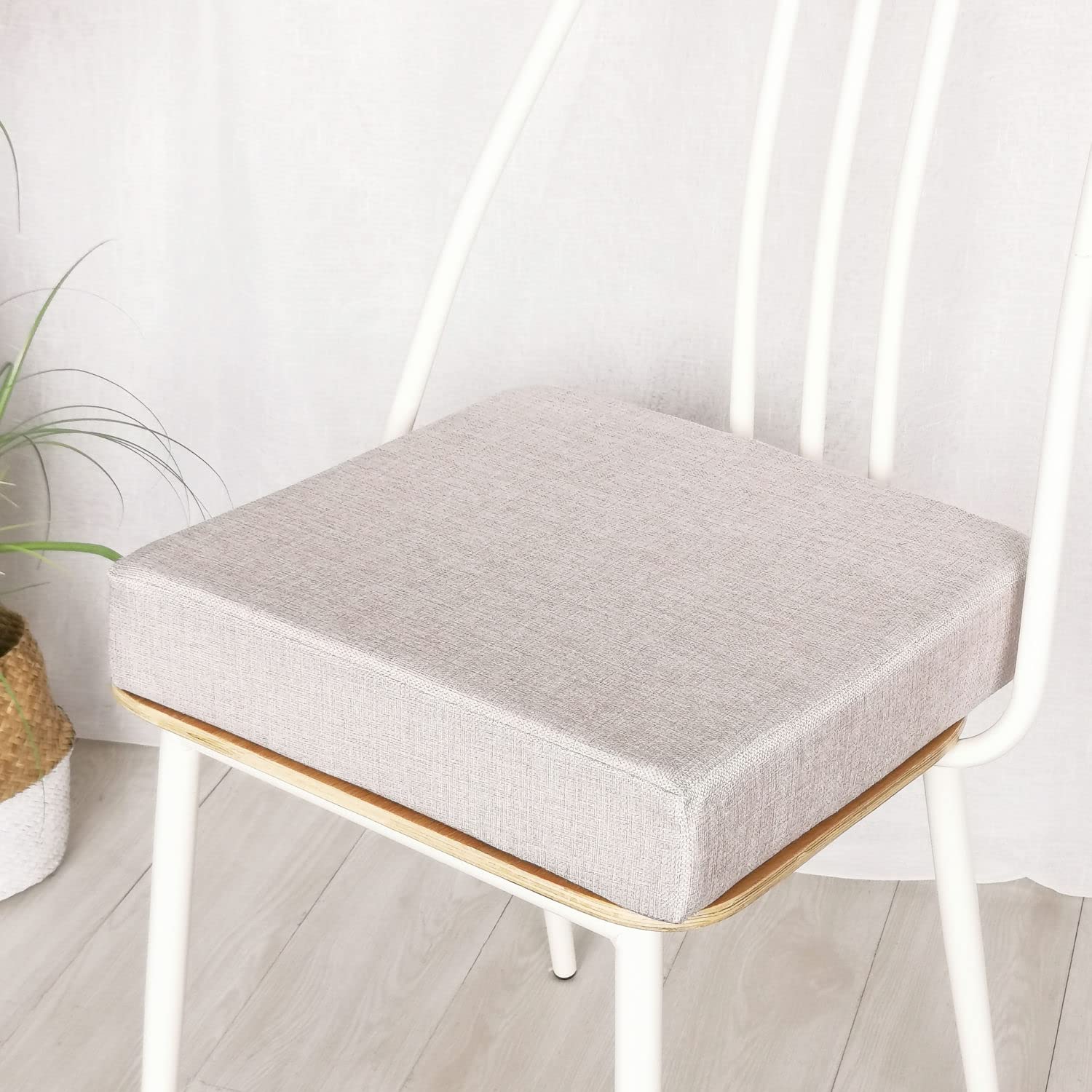 DOTBUY Chair Cushions Seat Pads With Zipper Removable Covers Non Slip Seat Cushions Dining Garden Office Chair Pad Indoors Outdoors Chair Seat Pad (50x50x5cm,Silver)