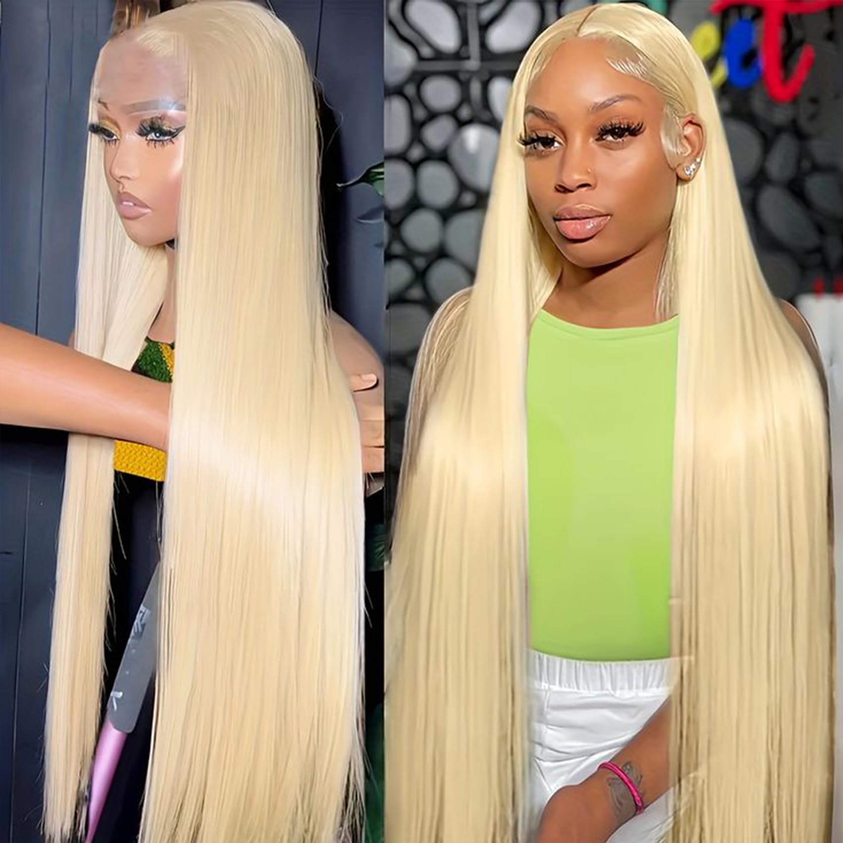 Lovestory #613 Lace Front Wigs for Black Women Long Straight Pre Plucked Synthetic Lace Front Wigs Glueless Blonde Lace Frontal Wigs Natural Hairline