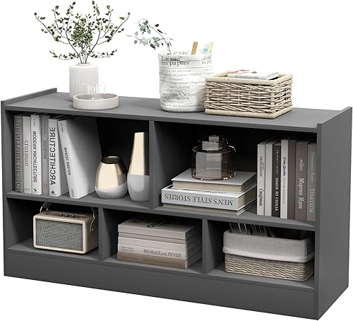 IFANNY - Estantería de 5 cubos, organizador de 2 niveles con compartimentos abiertos, estanterías y estanterías de madera, estantes de