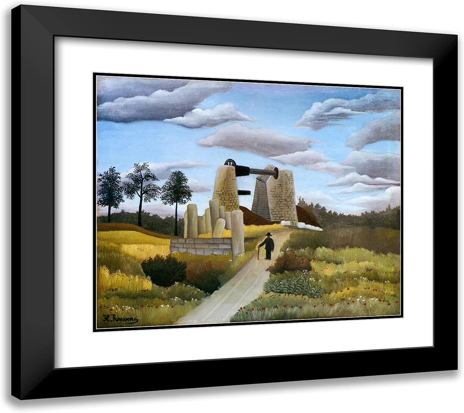 ArtDirect Rousseau, Henri 23x20 Black Ornate Framed Art Print with Double Matting Titled: The Quarry