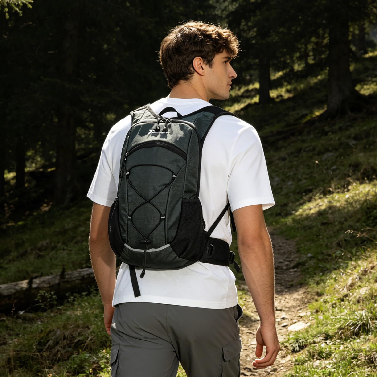 Mochila de Senderismo Impermeable 20 Litros para Mujer y Hombre Gris