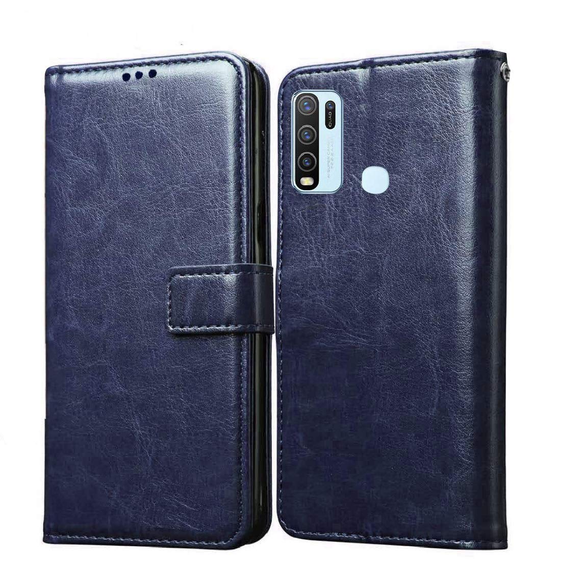 Casotec Flip Cover for Vivo Y30 | Premium Leather Finish | Inbuilt Pockets & Stand | Flip Case for Vivo Y30 (Blue) (B08HRPKSPN) Amazon Price History, Amazon Price Tracker