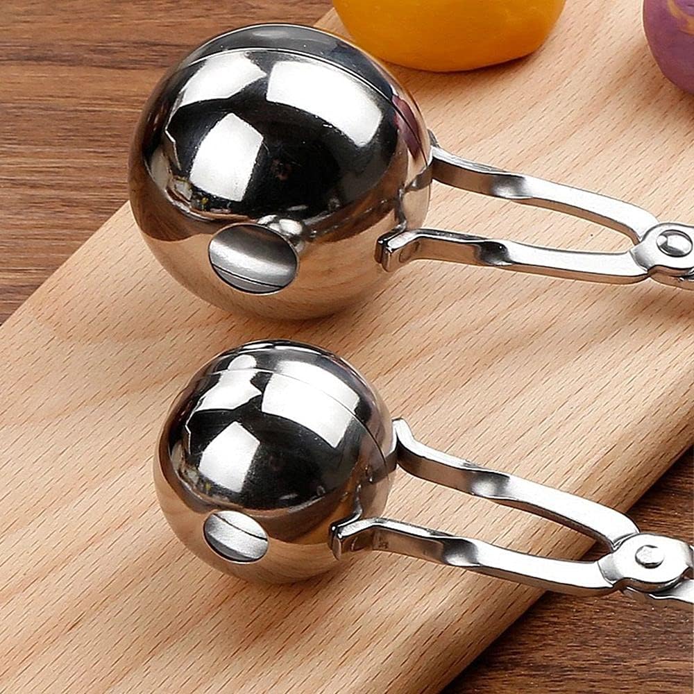 Meat Baller, None-Stick Meatball Maker Stainless Steel Meat Baller Tongs, Cake Pop, Ice Tongs, Cookie Dough Scoop for Kitchen, Medium