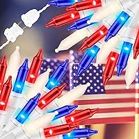 Vista 1 de 150 luces rojas, blancas y azules, extrabrillantes con conectores finales, luces decorativas de Navidad de 31.9 ft con certificación UL, juego