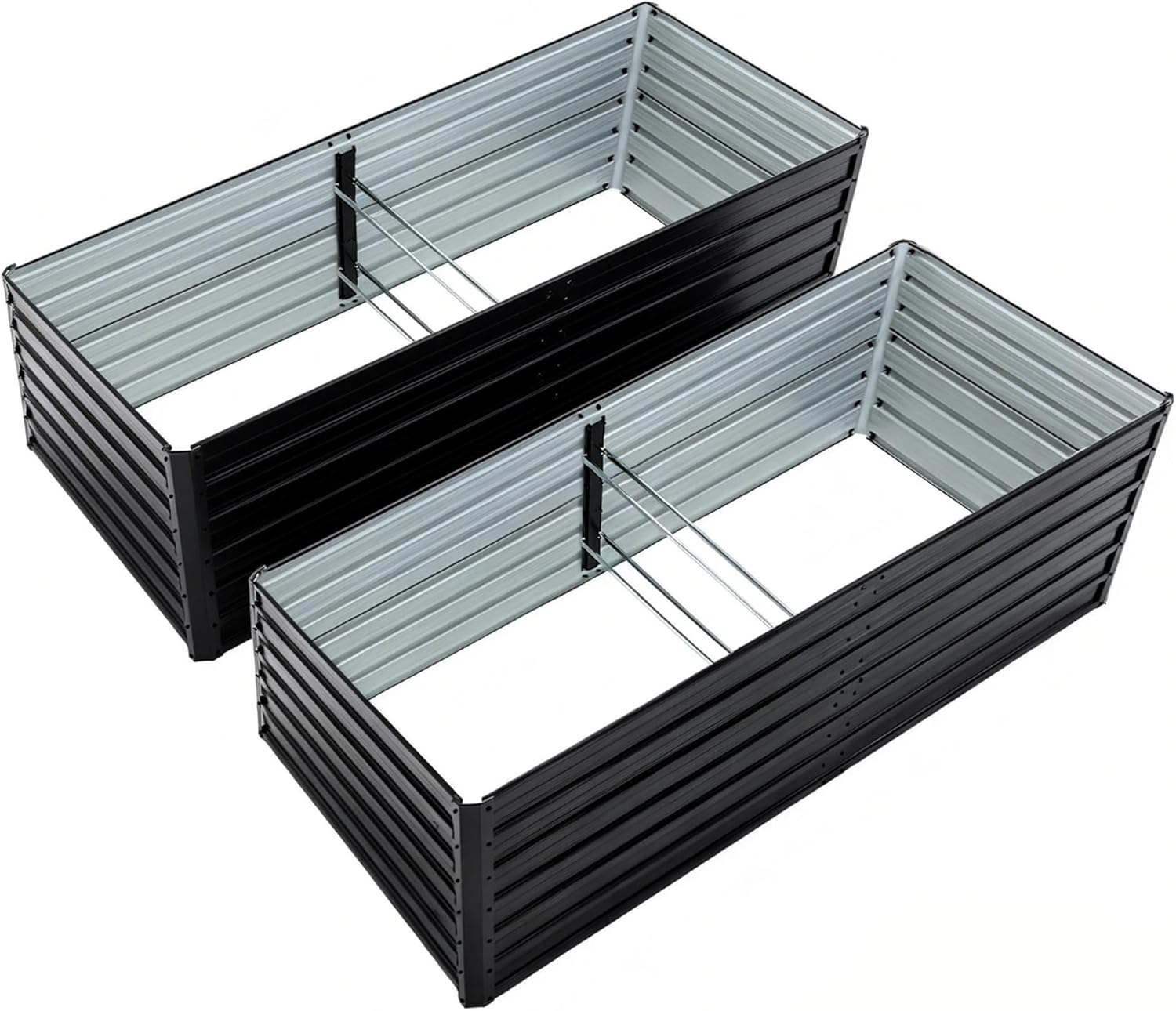 8x4x2 FT (2PCS) Galvanized Raised Garden Bed Kit, Reinforced Rustproof Steel Planter Boxes Set, Metal Raised Garden Beds for Vegetables, Flowers, Herbs and Succulents Outdoor