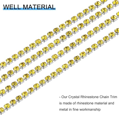Miniatura 10 de uxcell Cadena de diamantes de imitación de cristal de 11 yardas, 0.079 pulgadas (0.079 in) para coser y cerrar la cadena para manualidades, joyas,