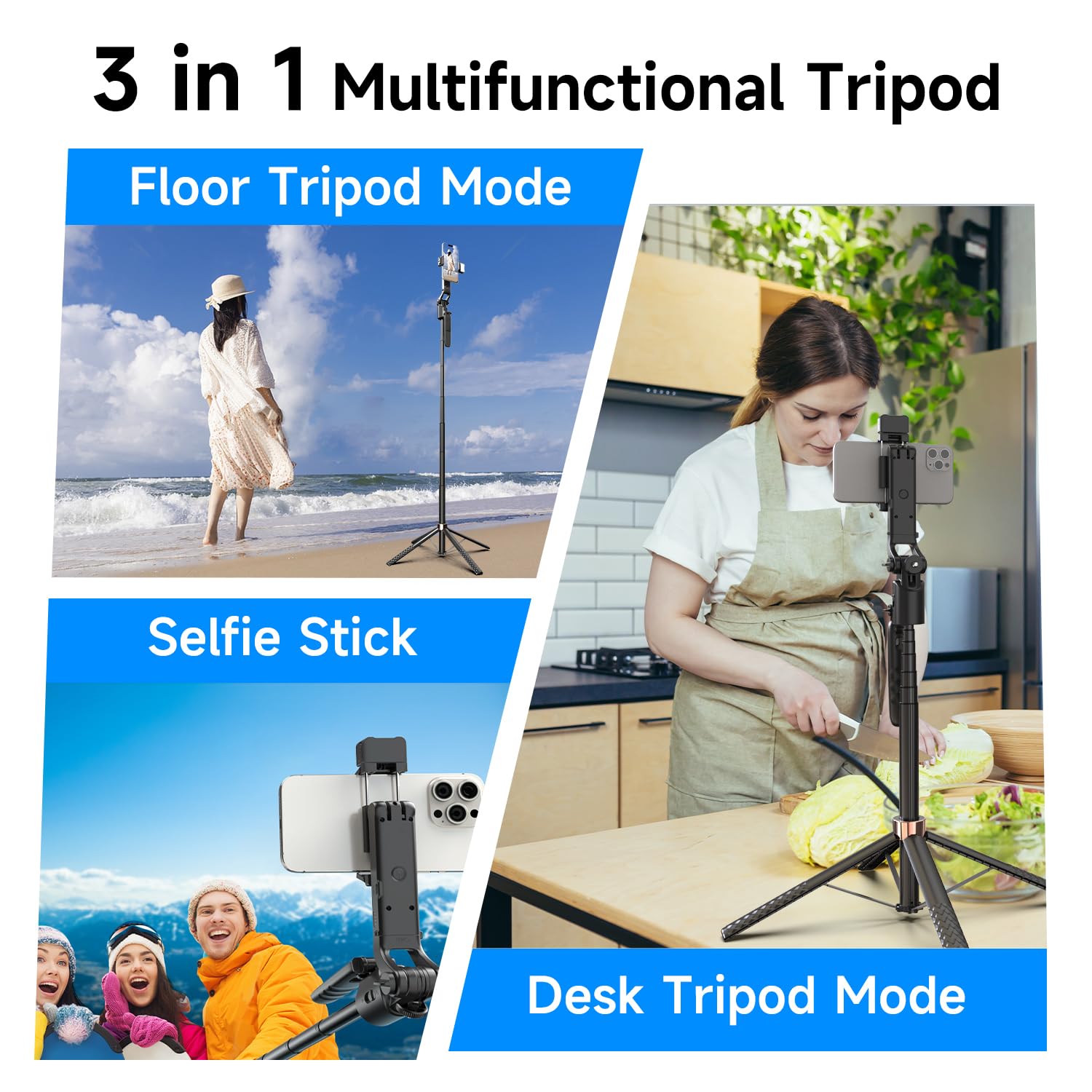 71'' Auto Face Tracking Tripod 360° Rotation Phone Tripod with Remote Control and Phone Holder, Selfie Stick Tripod with Selfie Light for iPhone, Android, Applied to YouTube, Tiktok, Live Vlog Video