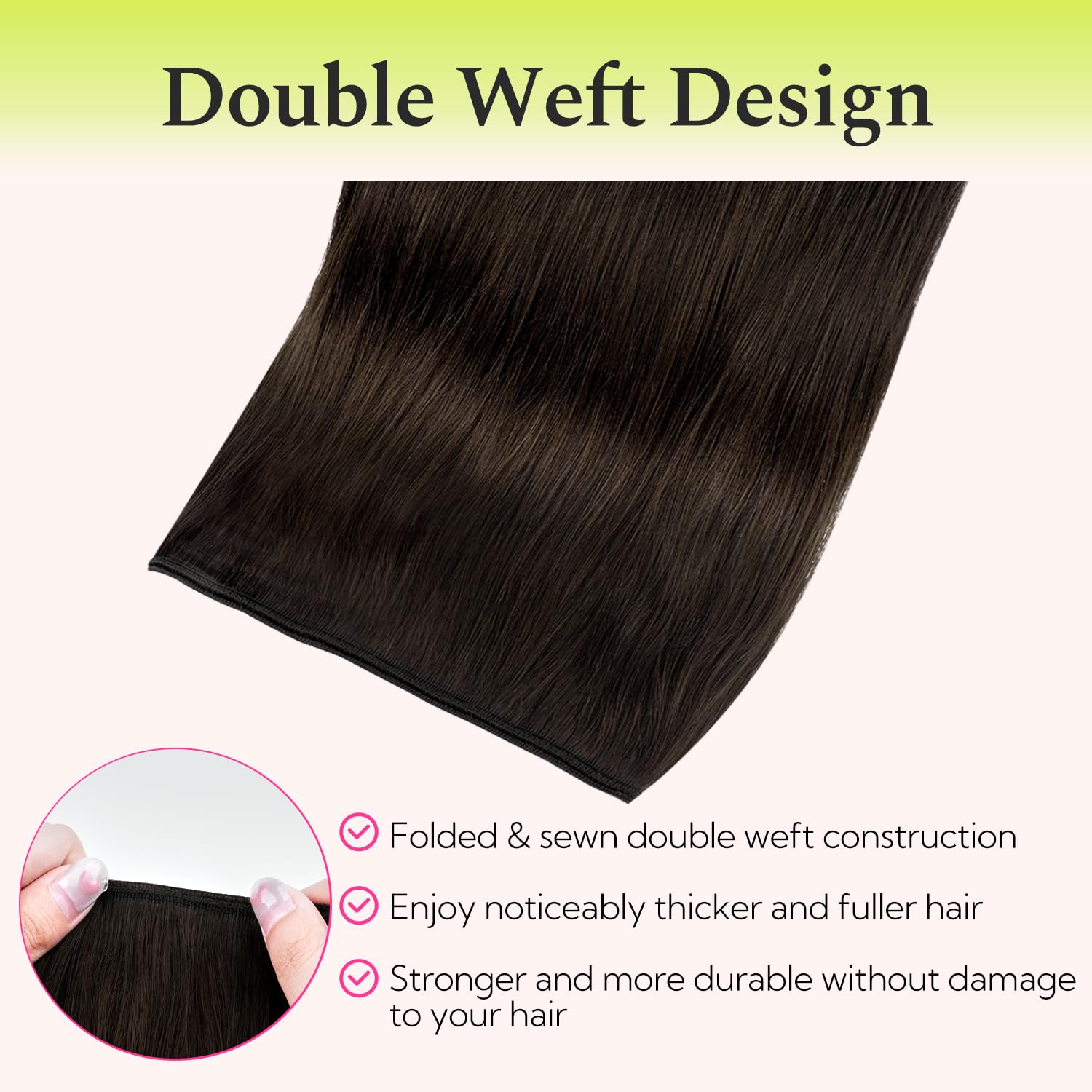 Hotbanana Tressen Extensions Echthaar, Dunkel Braun Remy Weft Extensions Echthaar Weft Haarverlängerung Sew in Hair Extensions 60cm 120g | 120 g #2 Dunkelbraun, doppelte Tressen, für mehr Volumen, zum Einnähen für Partys, Hochzeiten