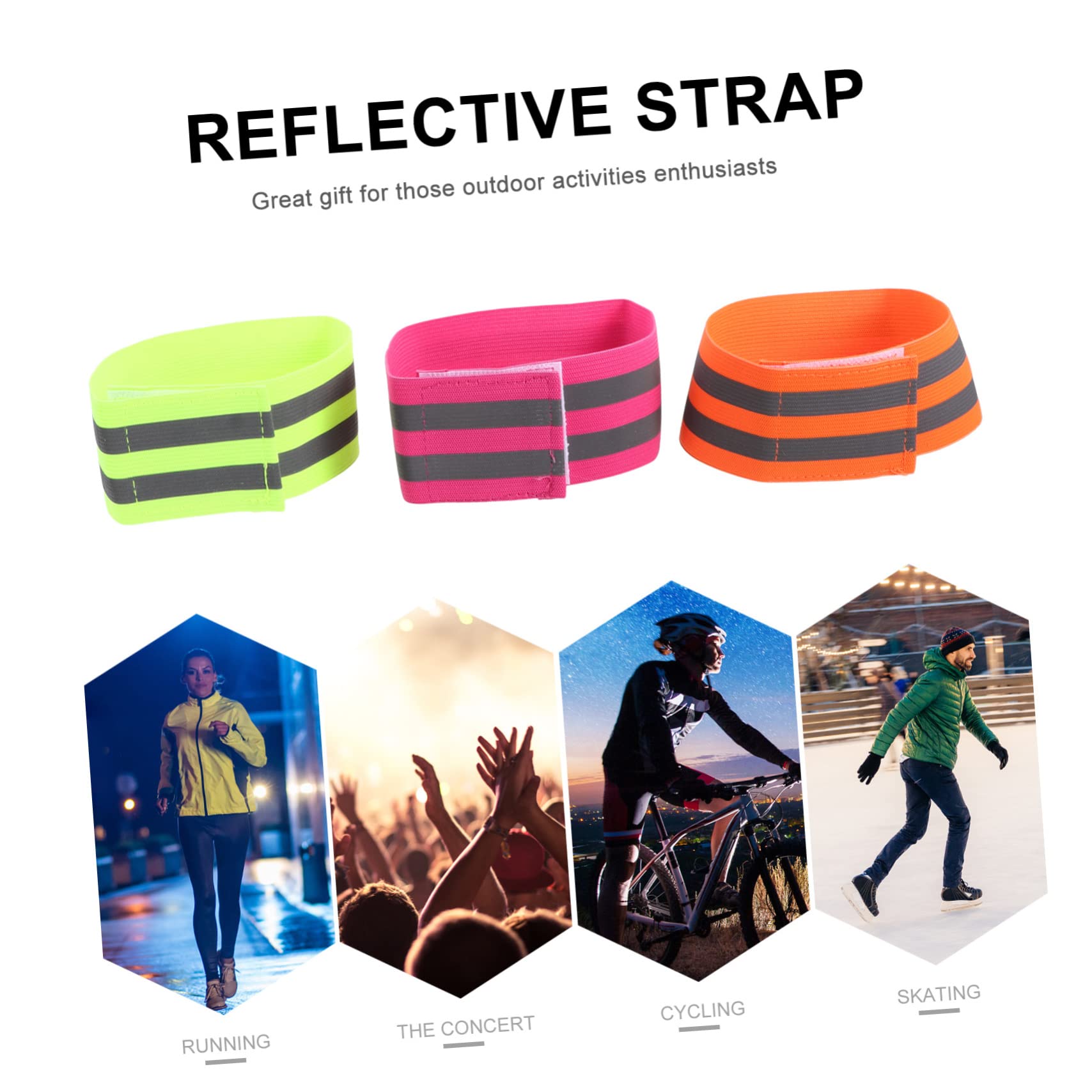 ULTECHNOVO 12pares Brazaletes Reflectantes De Alta Visibilidad para Correr Ciclismo De Verde Naranja Azul Rosa Equipamiento Seguro para Actividades Nocturnas