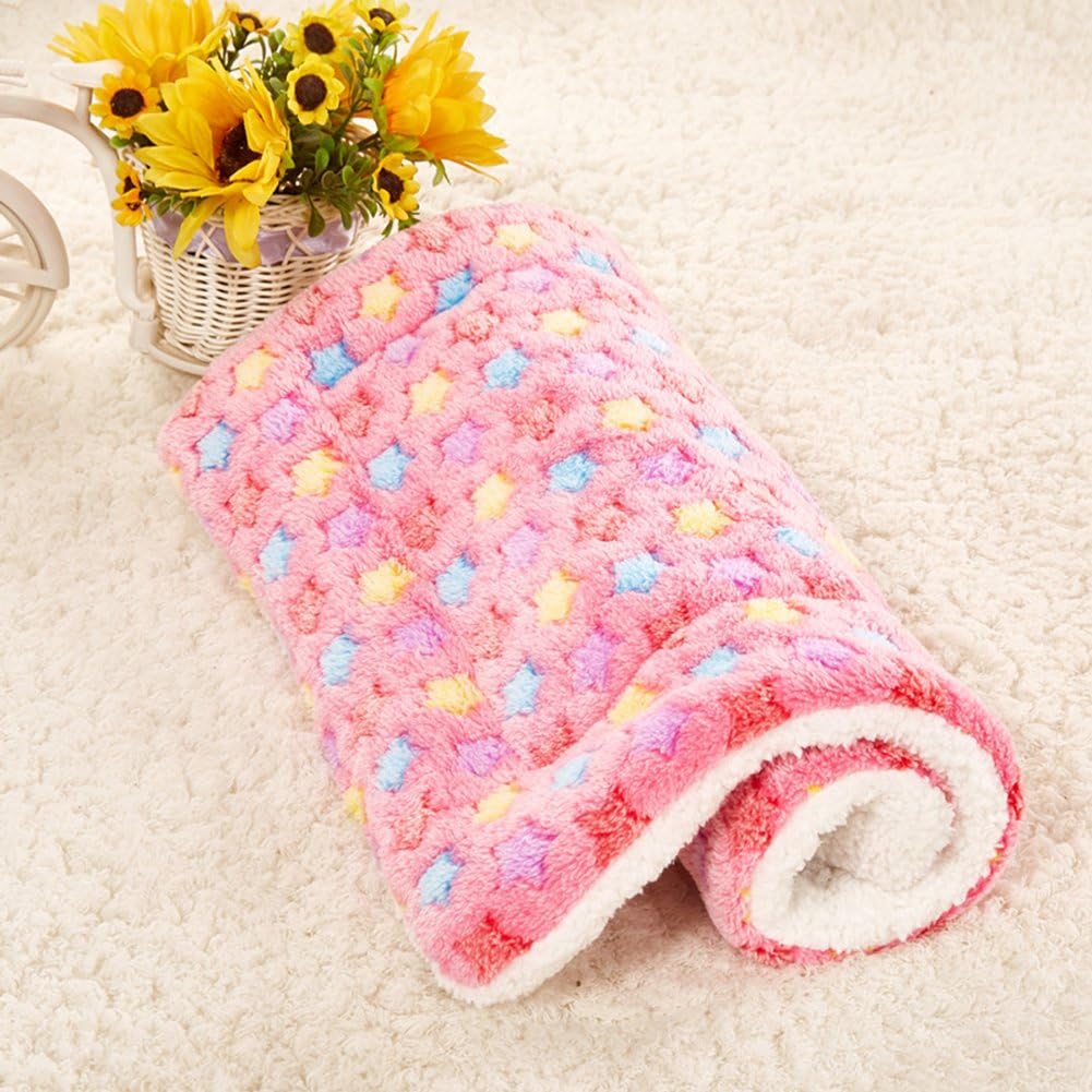 LeosiCoral Fleece Star Print Ultra Cozy Pet Bed Cushion Pad Dog Cat Mat Blanket Dog Sleeper Pet Mattress Washable