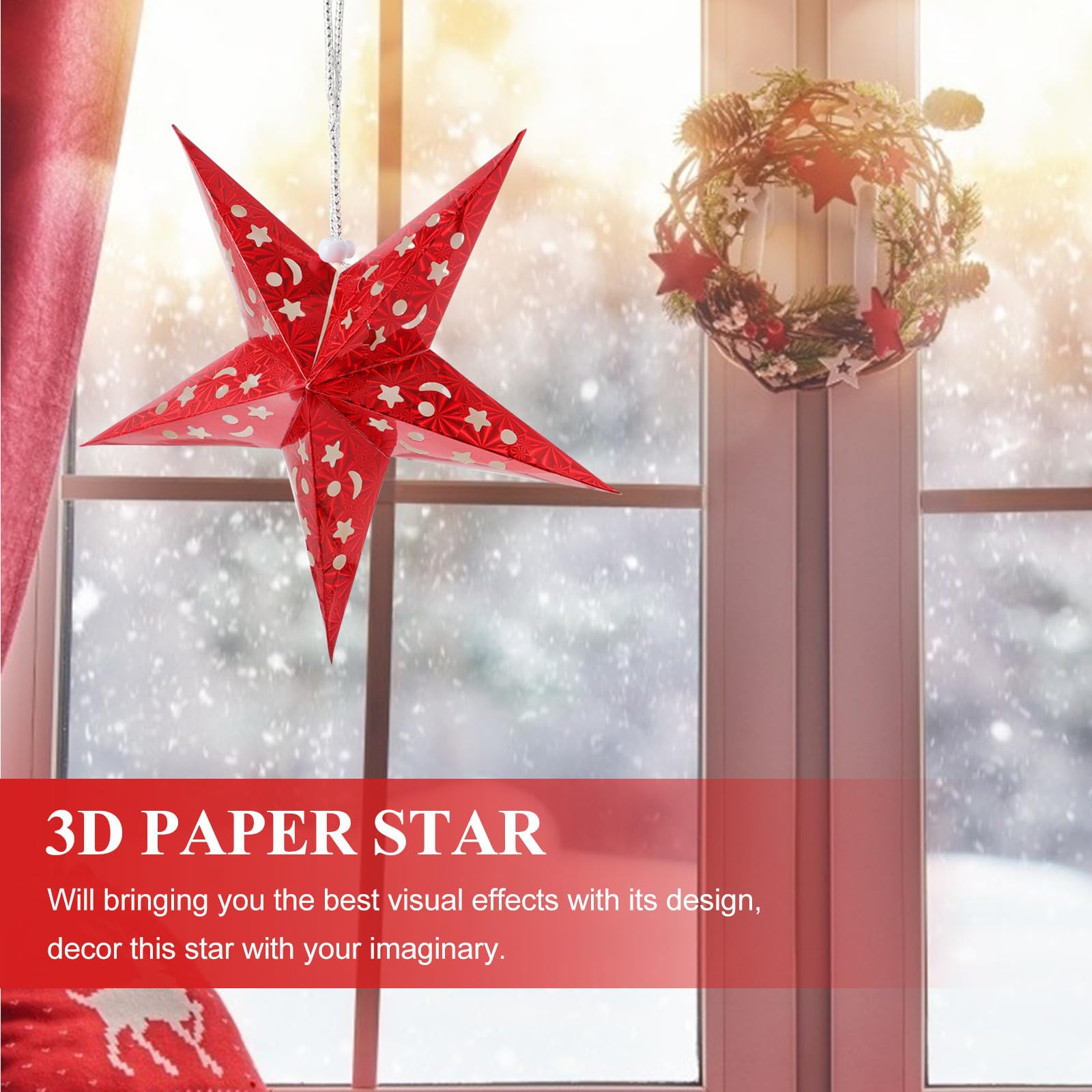 BESPORTBLE 32 Stück Rote Pentagrammlaterne aus Papier als 3D-Stern für