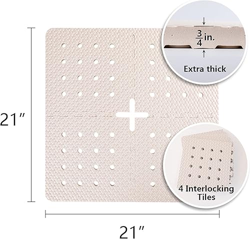 Miniatura 9 de BOWERBIRD Alfombrilla de ducha antifatiga original, material de espuma extra gruesa y suave, amortigua cómodamente tus pies, cuadrada, 4 azulejos