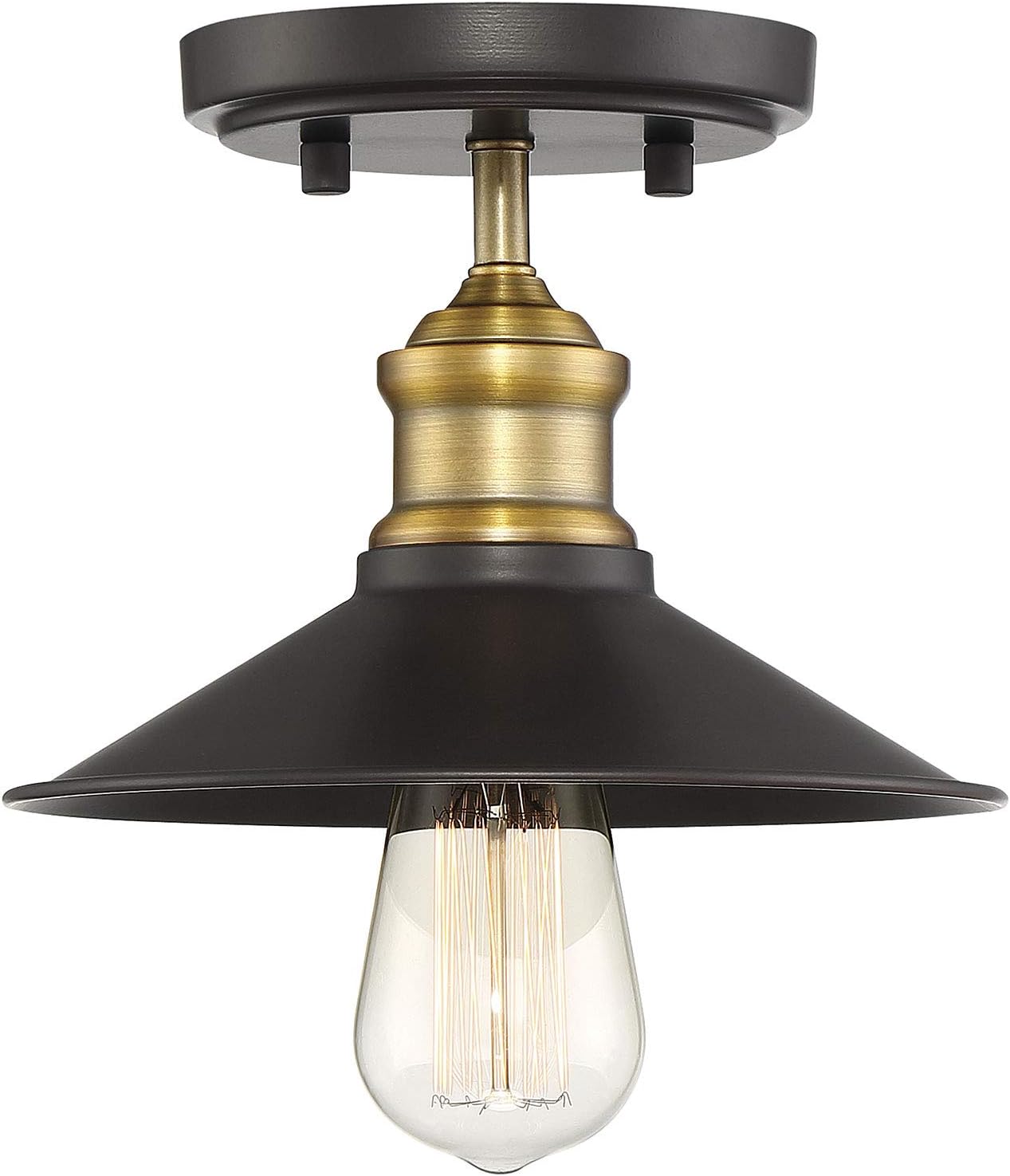 TW60045ORBNB Industrial Vintage Retro Metal Shade Loft Close to Ceiling Semi-Flush