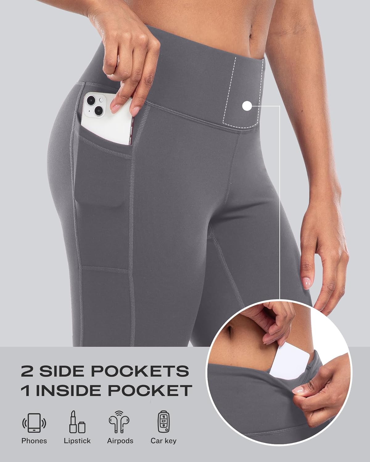 CHRLEISURE Fleece Lined Leggings Women with Pockets - Winter Warm Thermal Thick Tights High Waisted Yoga Pants
