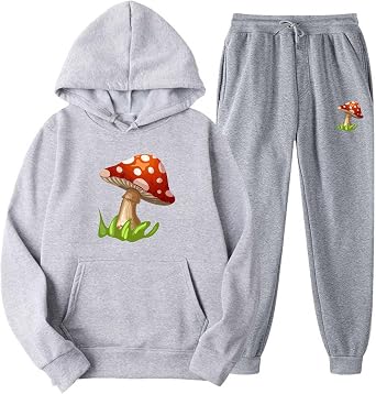 Unisex 2 Piece Sweatsuit Set Men Women Casual Long Sleeve Hooded Sweatshirt and Drawstring Pant Tracksuit Outfits