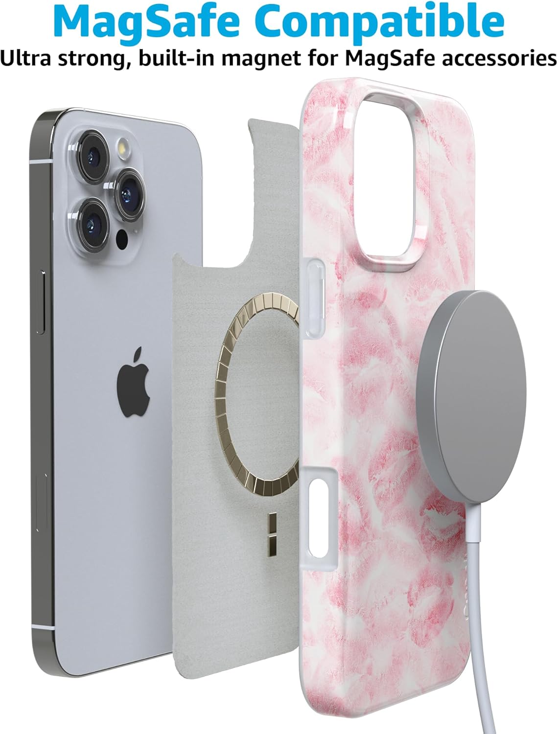 Casely iPhone 16 Pro Case | Sealed with a Kiss | Pink Lipstick | Compatible with MagSafe | Classic Ultra Slim Design