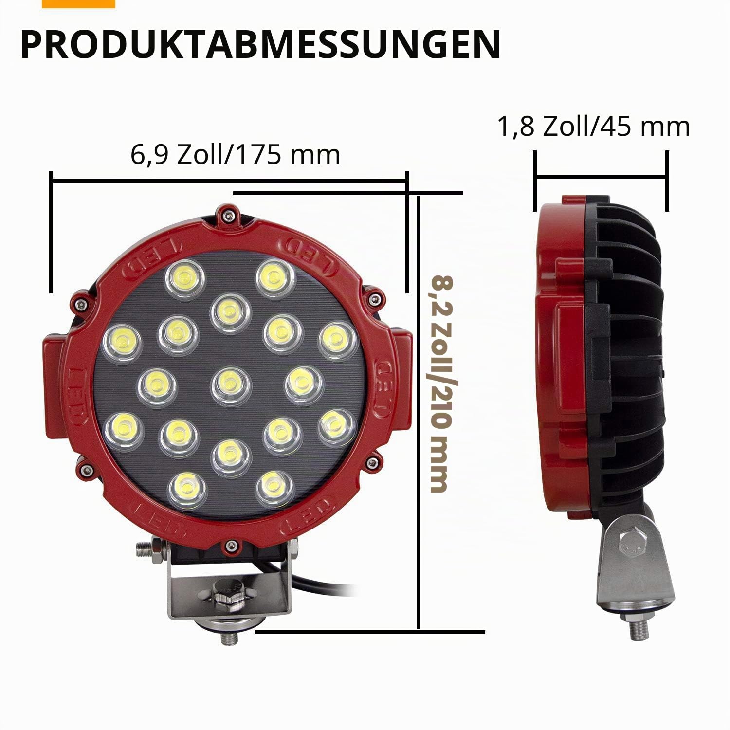 RIGIDON 2x rund led arbeitsscheinwerfer, 7 zoll 51W zusatzscheinwerfer kfz