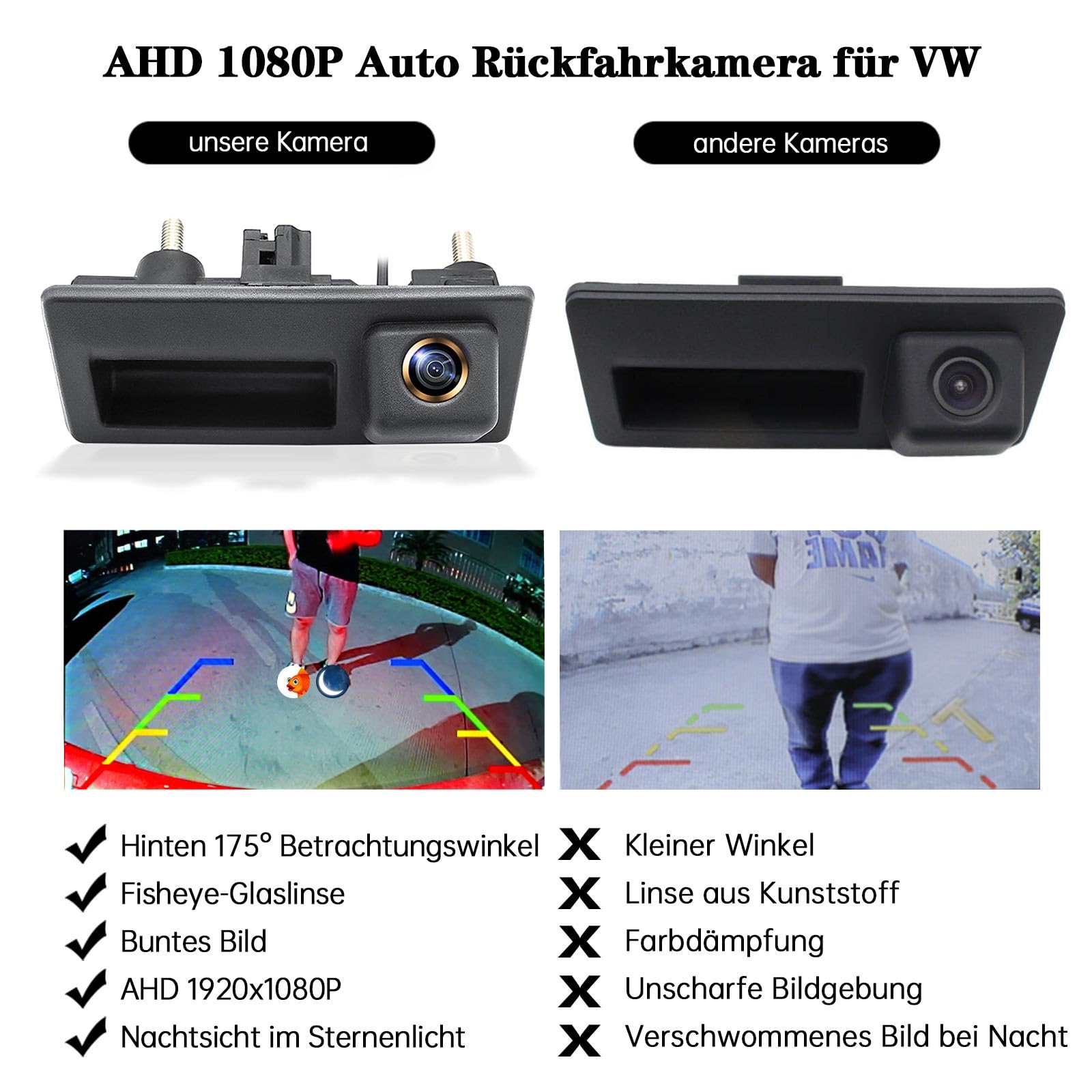 HD 1080P Auto Rückfahrkamera für Audi A4L A5 A3 Q3 Q5 RS6 VW Passat Tiguan Jetta Sharan Lavida Skoda