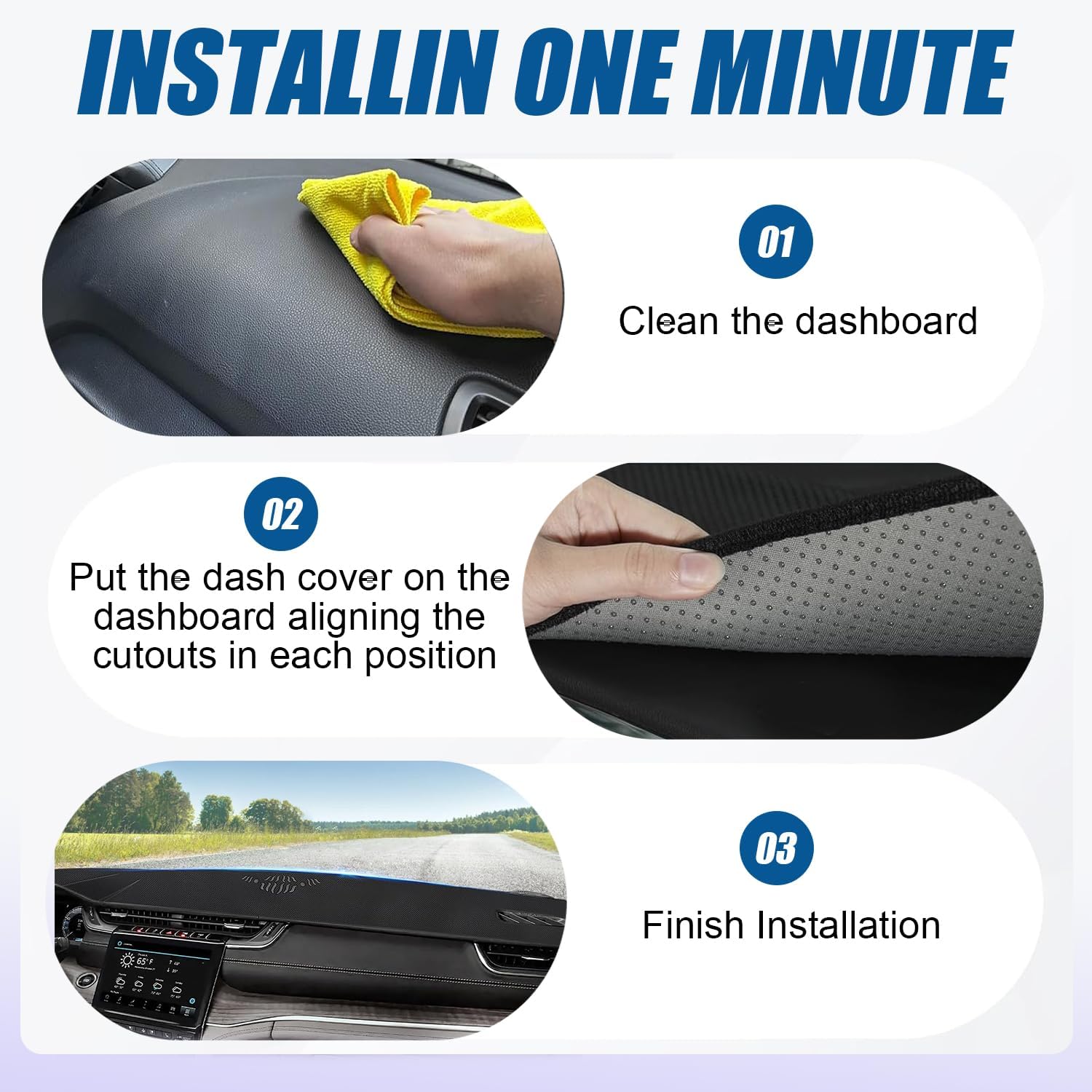 Dash Mat Fit for Jeep Grand Cherokee L 2021-2025 Dashboard Cover Accessories,Non-Slip Flannel Dashboard Cover Mat Sunshield Protector Sunshield Glare