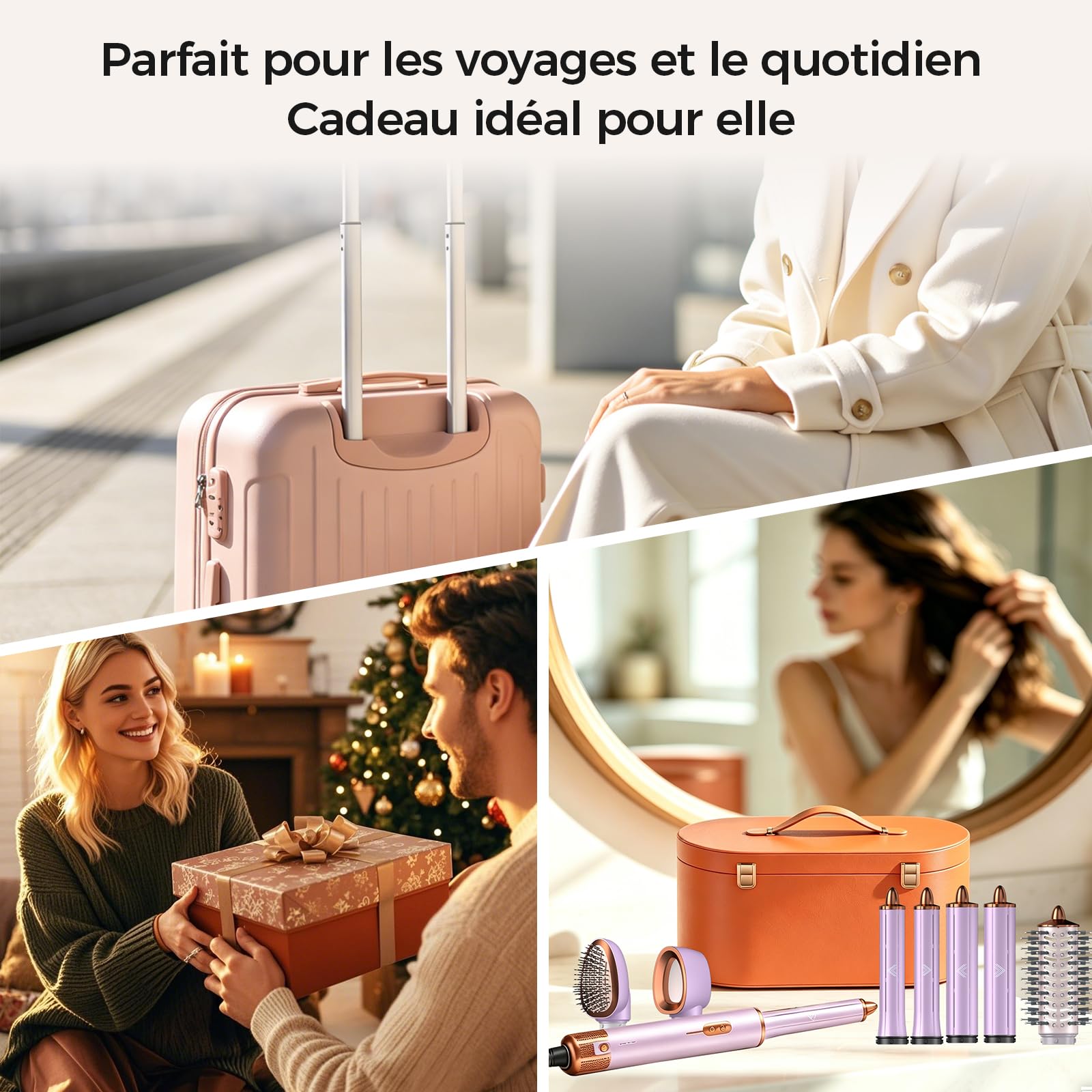 Cwexi Air Styler 7 en 1 1700W Brosse Soufflante Boucleur Automatique Brosse Lissante Sèche-Cheveux Ionique