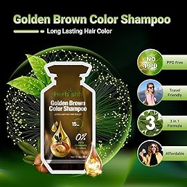 Golden Brown Hair Shampoo, Hair Color for Gray Coverage, 3 in 1 Hair Dye Shampoo - champu para tenir el cabello, Colors in Minutes, Easy to Use PPD Free Pouch 30mlx10p