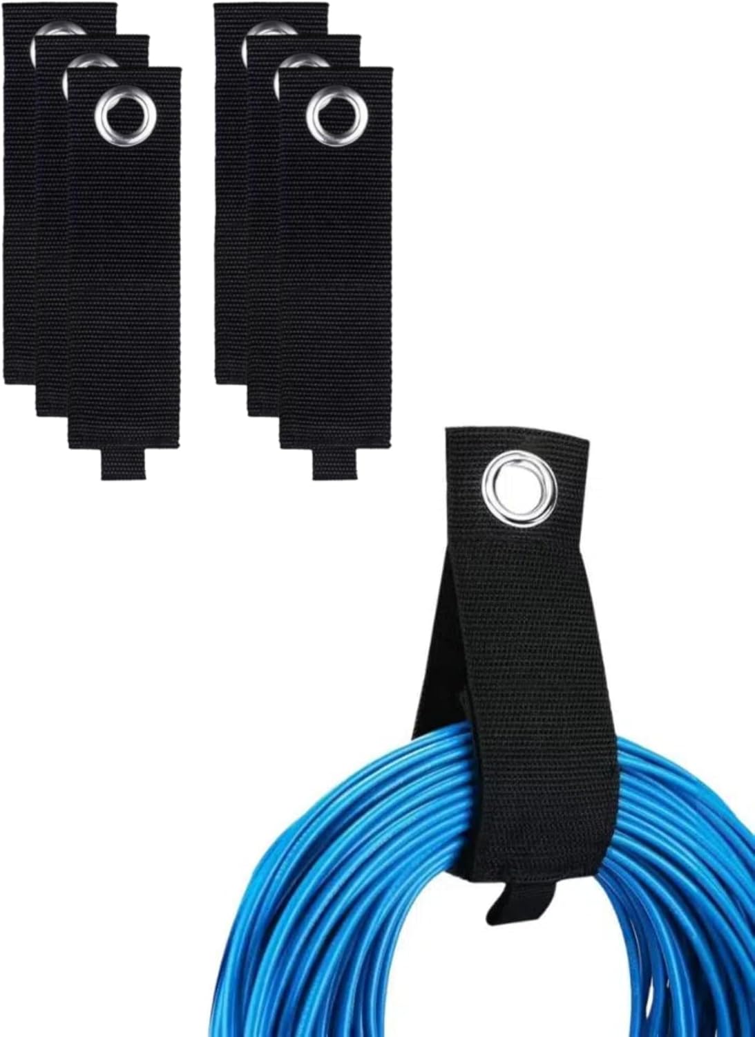 6 Pack Heavy-Duty Storage Straps, Hook and Loop Extension Cord Organizer Hanger, Cord Keeper, Cable Straps for Cords, Hoses, and Garage Storage, 10 Inch