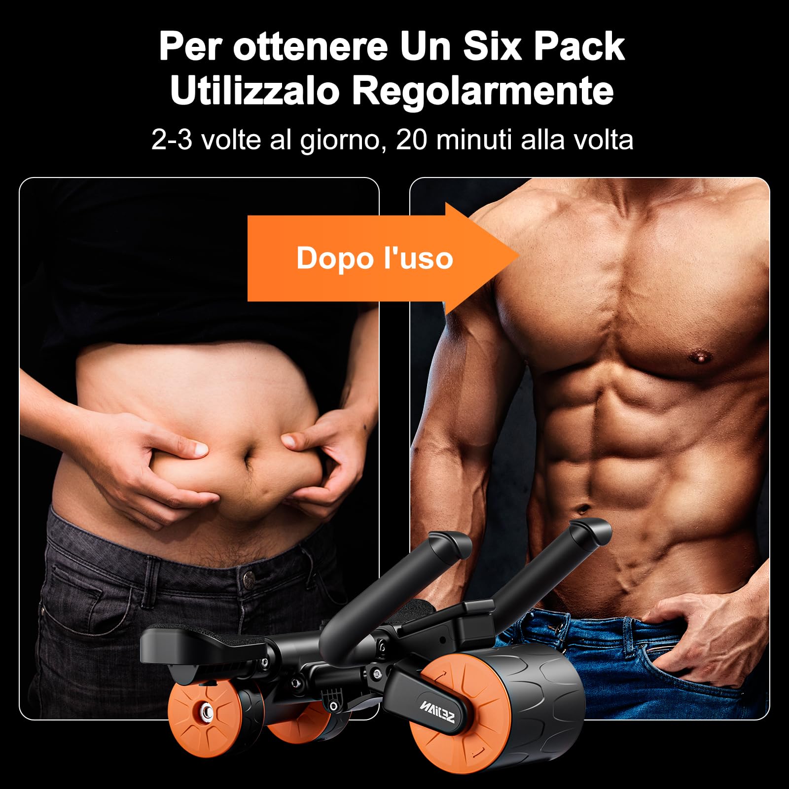 Ruota addominali Con Supporto per il Gomito e Rimbalzo Automatico, Rotella Addominali Attrezzi Palestra, Ab Roller Attrezzatura In Palestra e Casa per Uomo e Donne