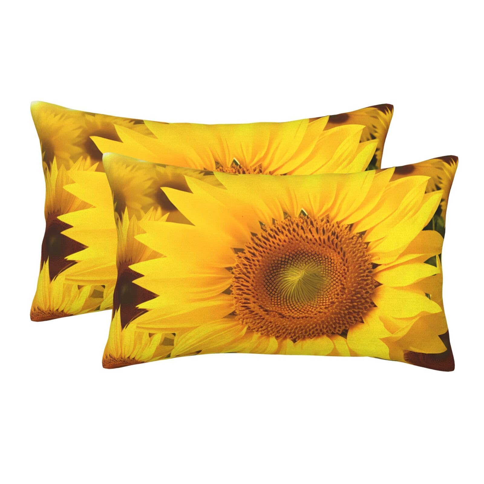 2 Pack Pillow Cases with Hidden Zipper, Soft Breathable Pillow Covers for Hair and Skin, Sunflowers Pillowcases 20"x30" Bed Pillow Protectors Cover for Sleeping Gifts