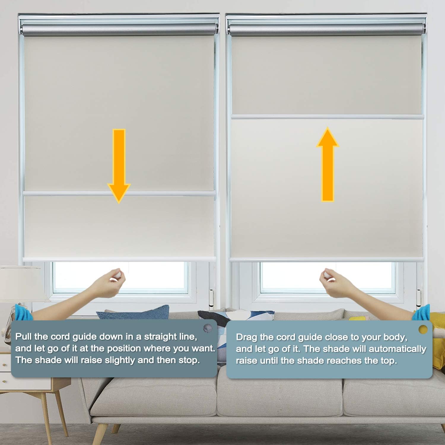 Suреr Sаlе 🛒 Allesin Roller Shades Blackout Window Blinds Cordless Room Darkening Shades with Spring System for Windows, 36 x 72 Inch (Beige)