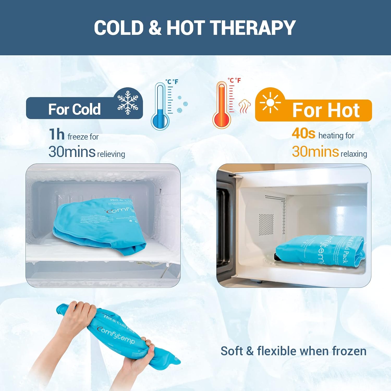 Comfytemp Ankle Ice Pack Wrap for Foot Pain Relief, Reusable Gel Ice Pack for Ankle Foot Injuries, Instant Hot Cold Compression Therapy for Plantar Fasciitis, Tendonitis, Sprained Ankle Heel, Surgery