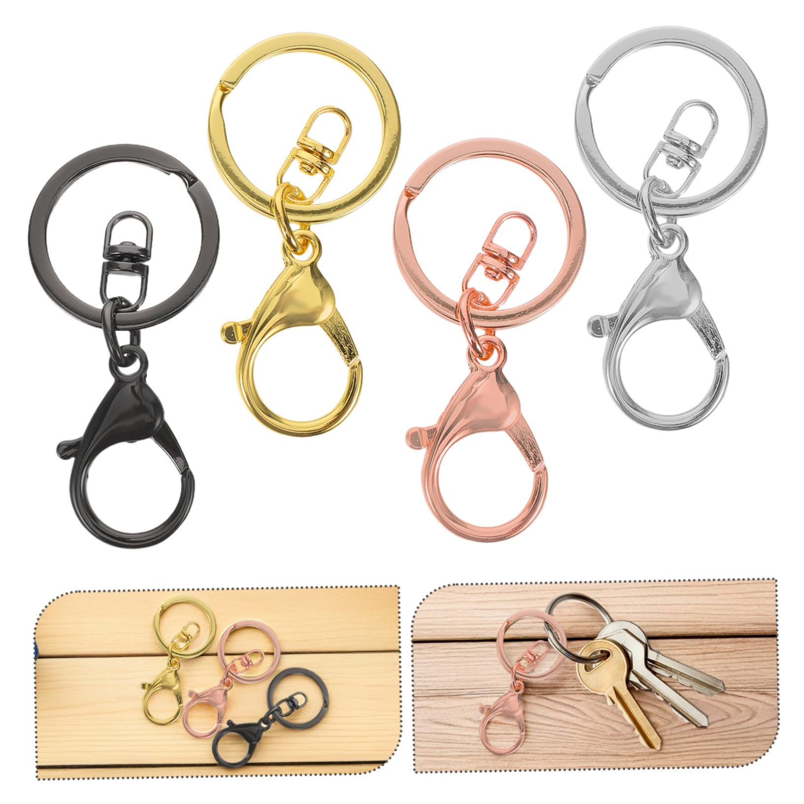 20pezzi Ganci Moschettone in Metallo Clip Grilletto Girevole per Portachiavi Artigianato Ciondoli per Borse Disponibili in Oro Rosa Oro Scuro e Argento