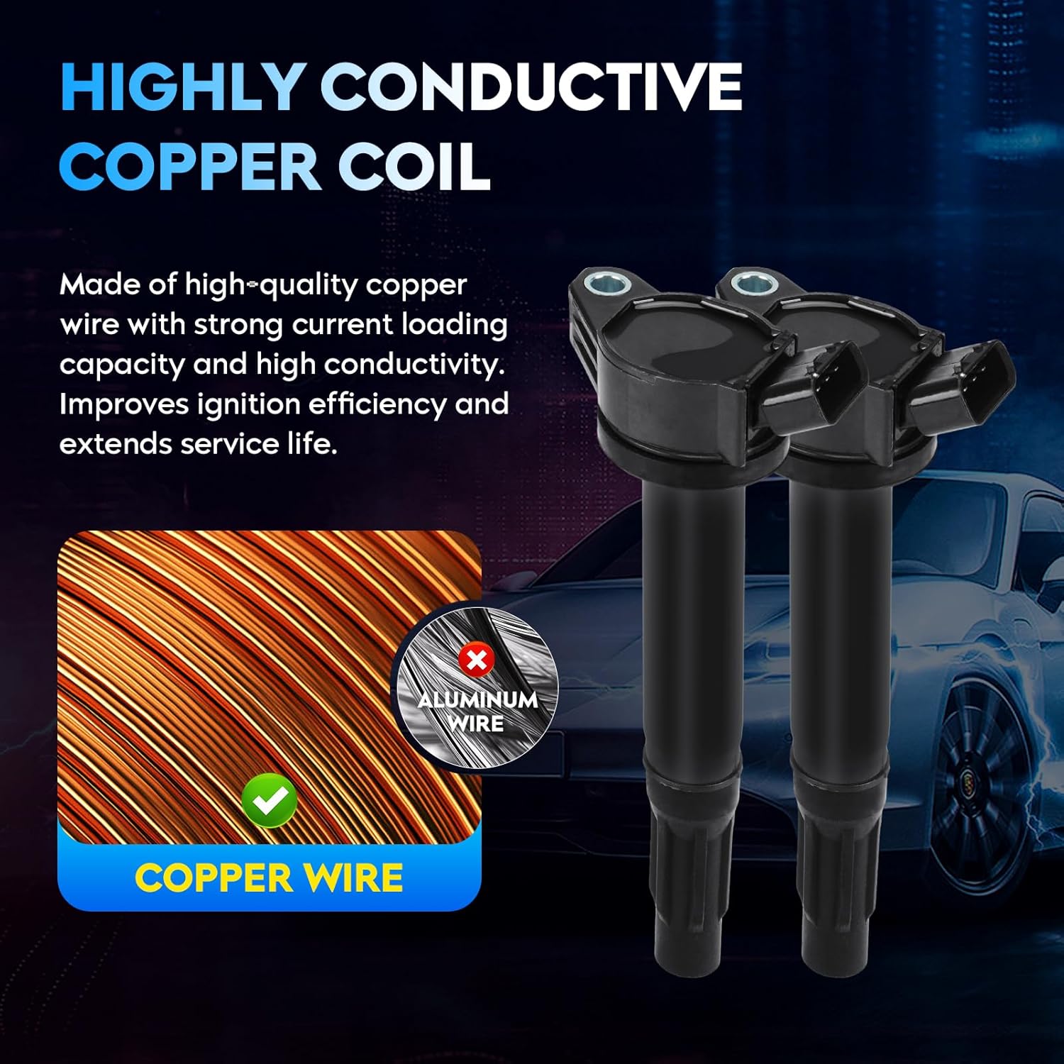 Ignition Coil Pack + Iridium Spark Plugs for Lexus ES350 2007-2016 3.5L, IS350 RX450h, for Toyota Sienna Camry Avalon Highlander RAV4 Venza, Replaces UF487, 6 Sets